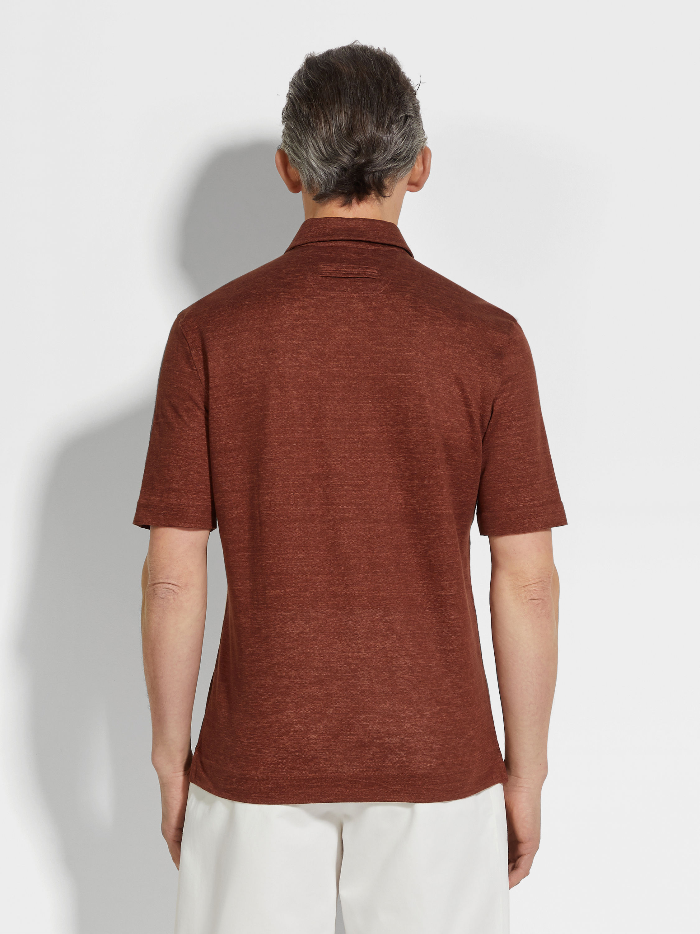 砖红色 Oasi Lino 绿洲亚麻 Polo 衫 產品細節圖 #4