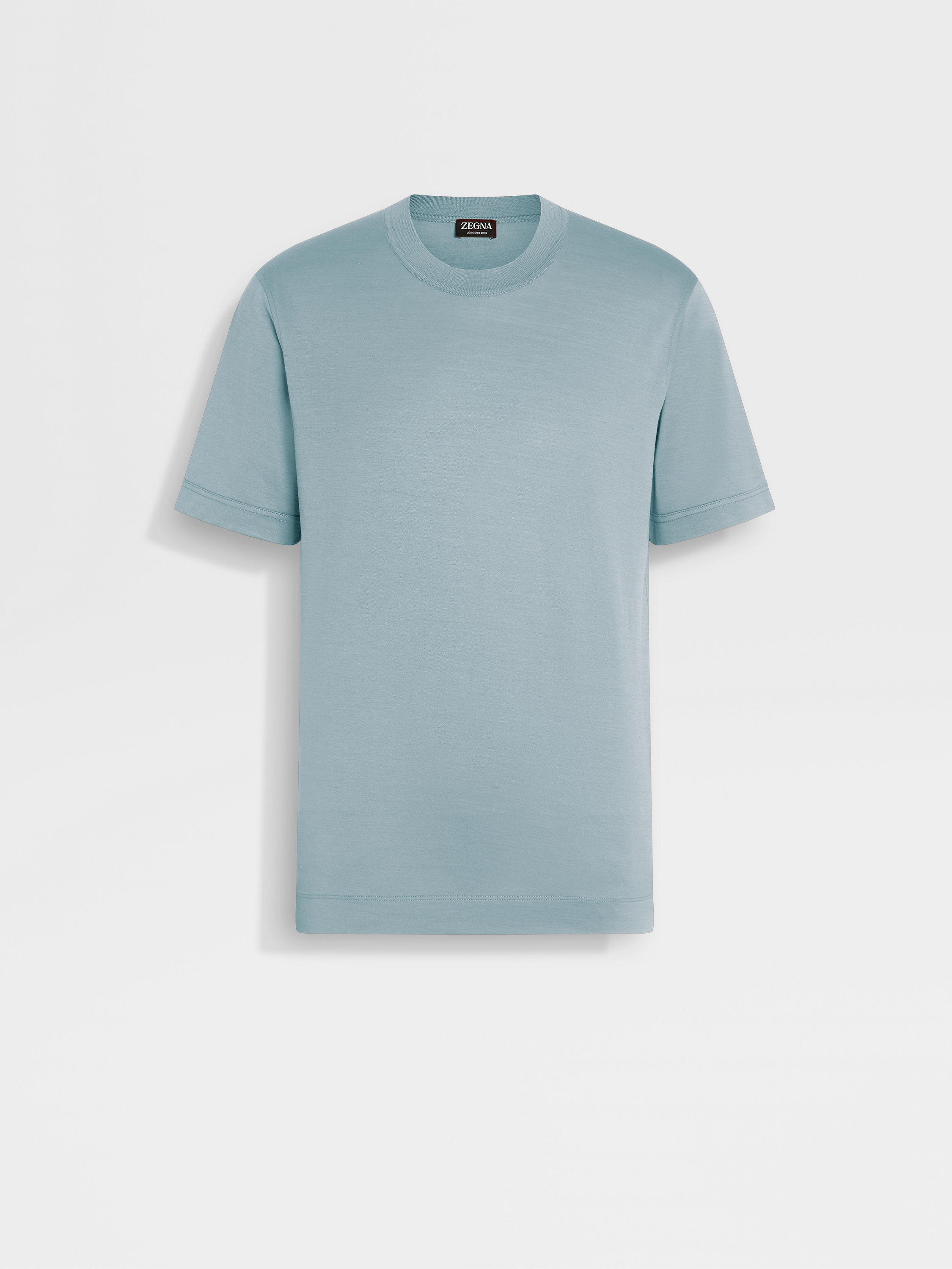 混浅蓝色 Leggerissimo 棉及桑蚕丝 T 恤 產品細節圖 #2
