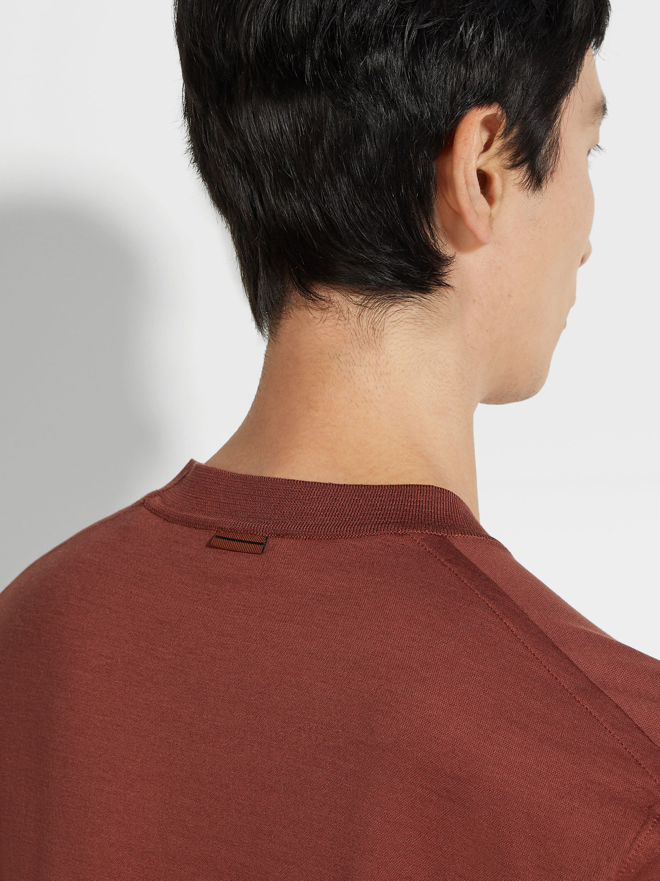 砖红色 Leggerissimo 棉及桑蚕丝 T 恤 產品細節圖 #1