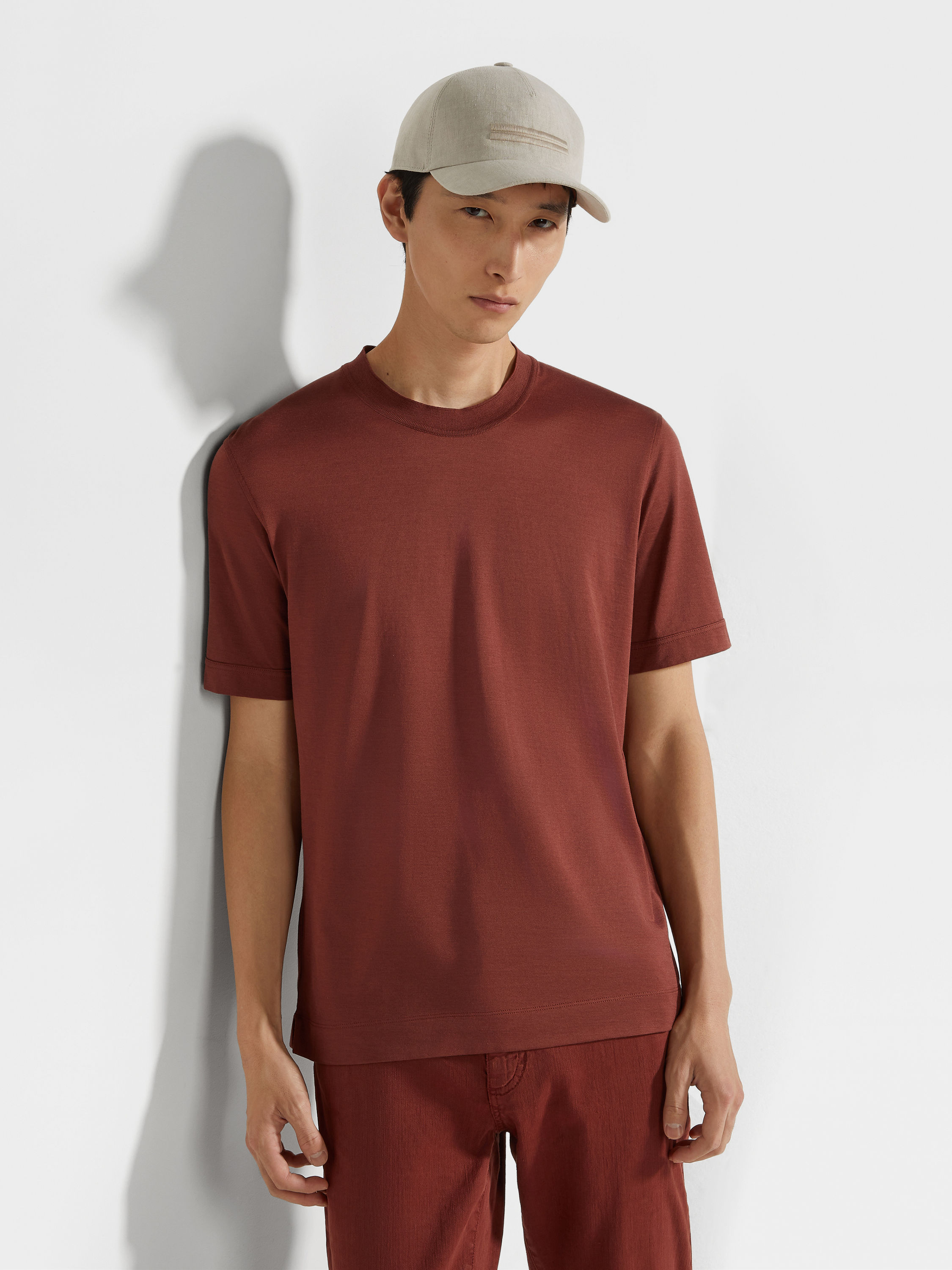砖红色 Leggerissimo 棉及桑蚕丝 T 恤 產品細節圖 #2