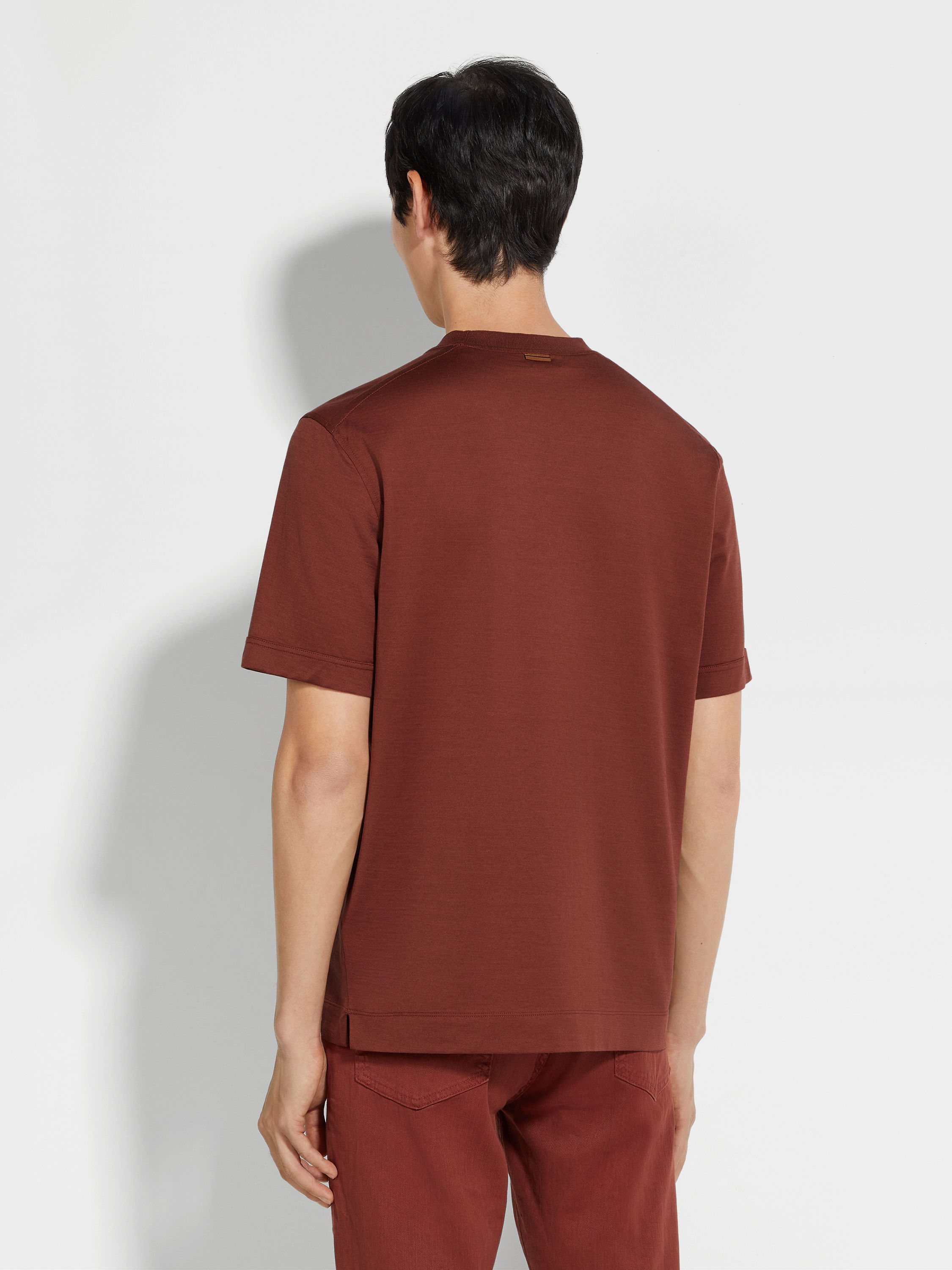 砖红色 Leggerissimo 棉及桑蚕丝 T 恤 產品細節圖 #4