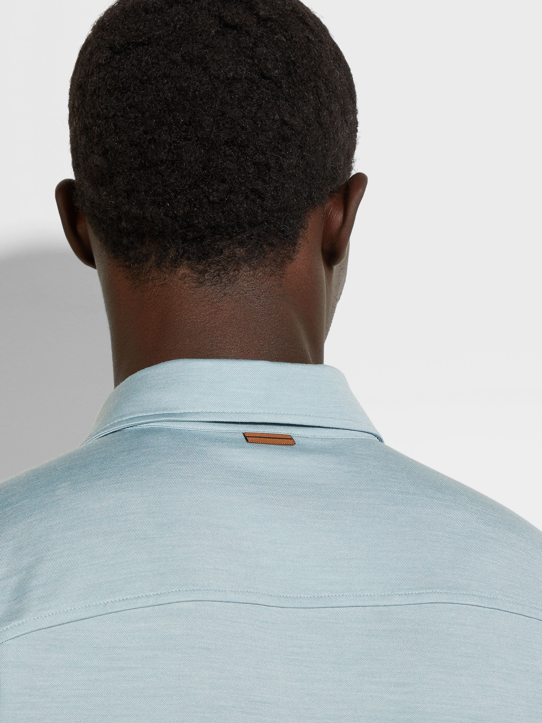 混浅蓝色 Leggerissimo 棉及桑蚕丝 Polo 衫 產品細節圖 #1