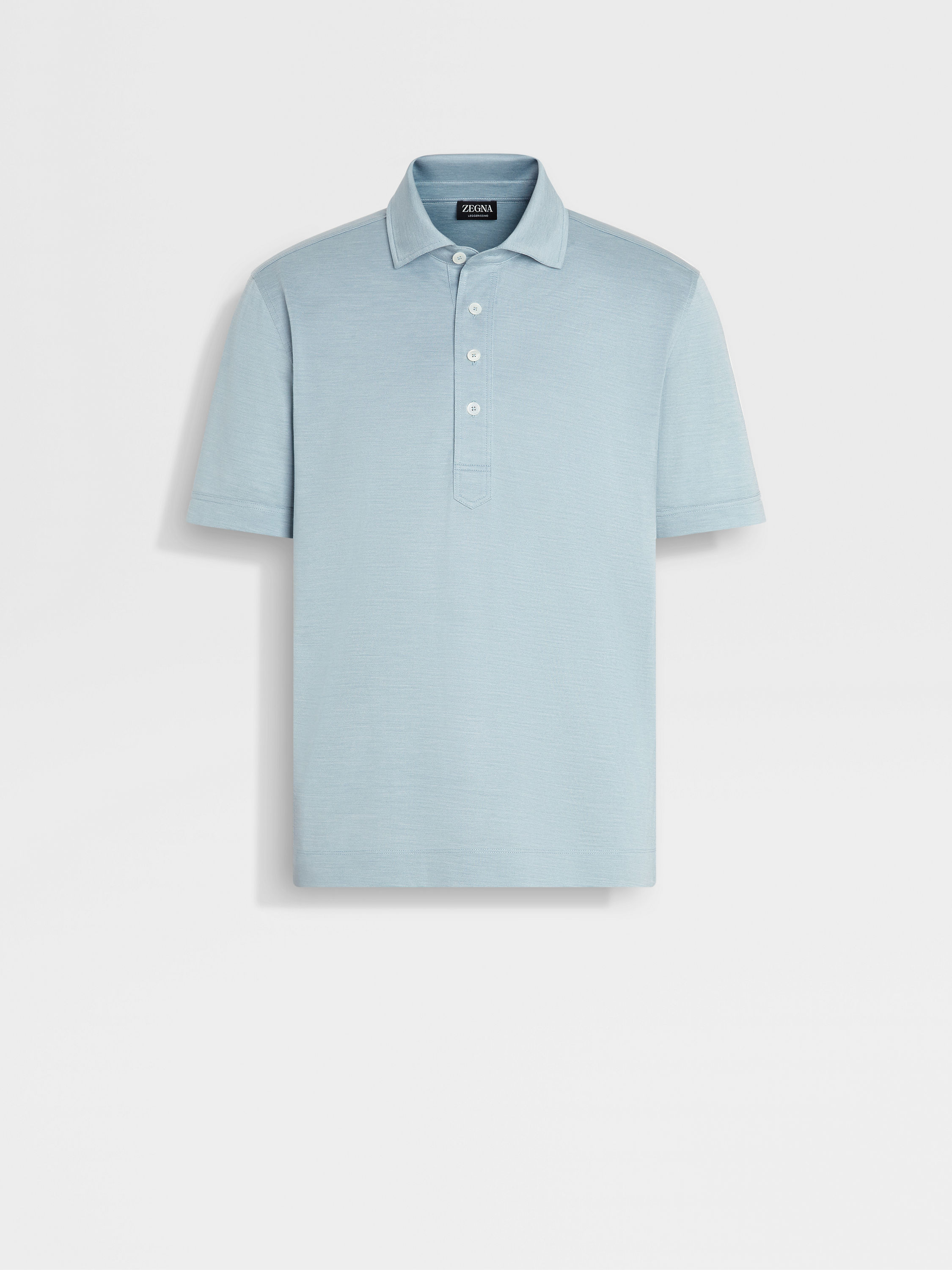 混浅蓝色 Leggerissimo 棉及桑蚕丝 Polo 衫 产品主图
