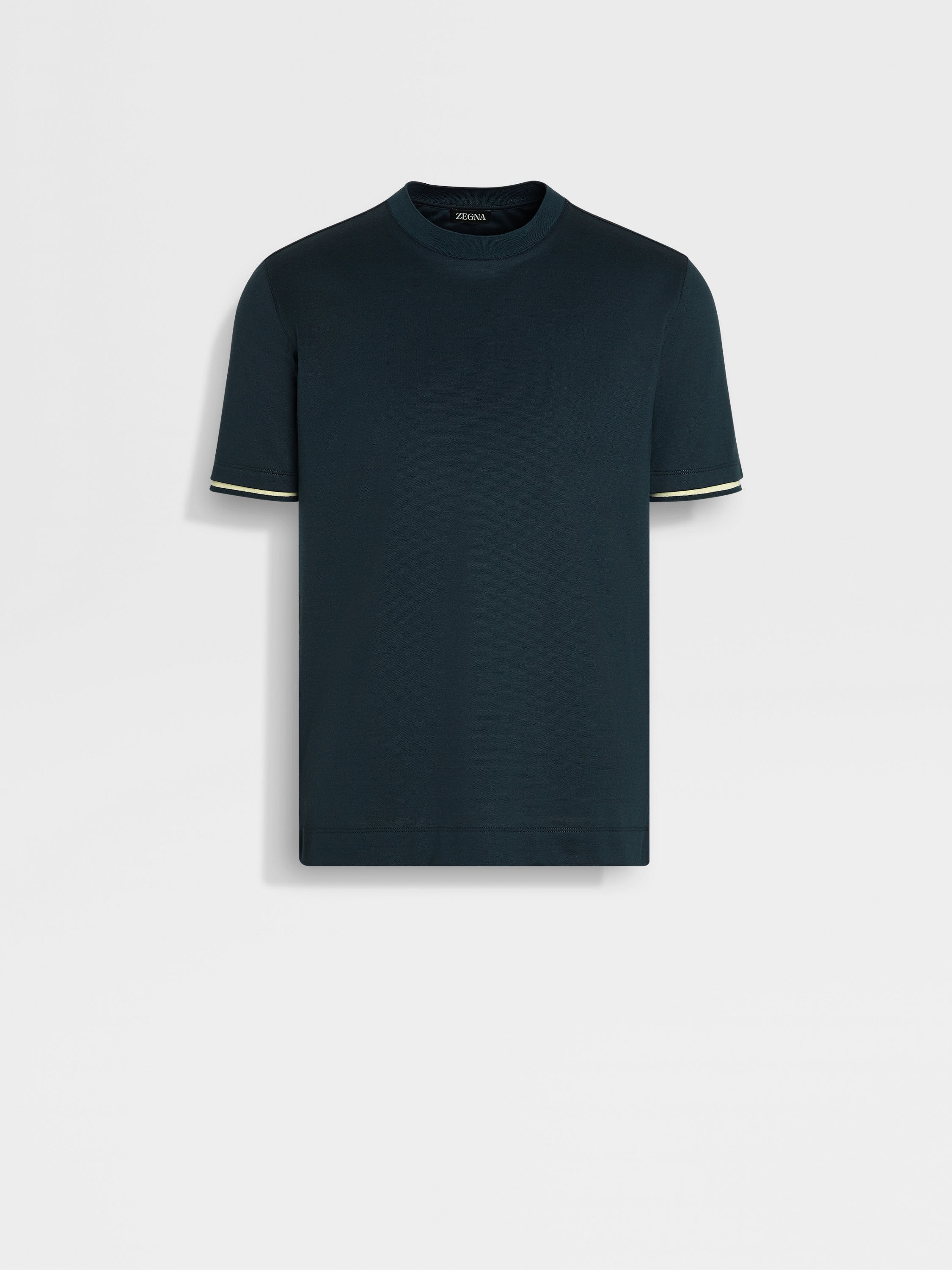 Dark Teal Blue Cotton and Silk T-shirt Main product photo