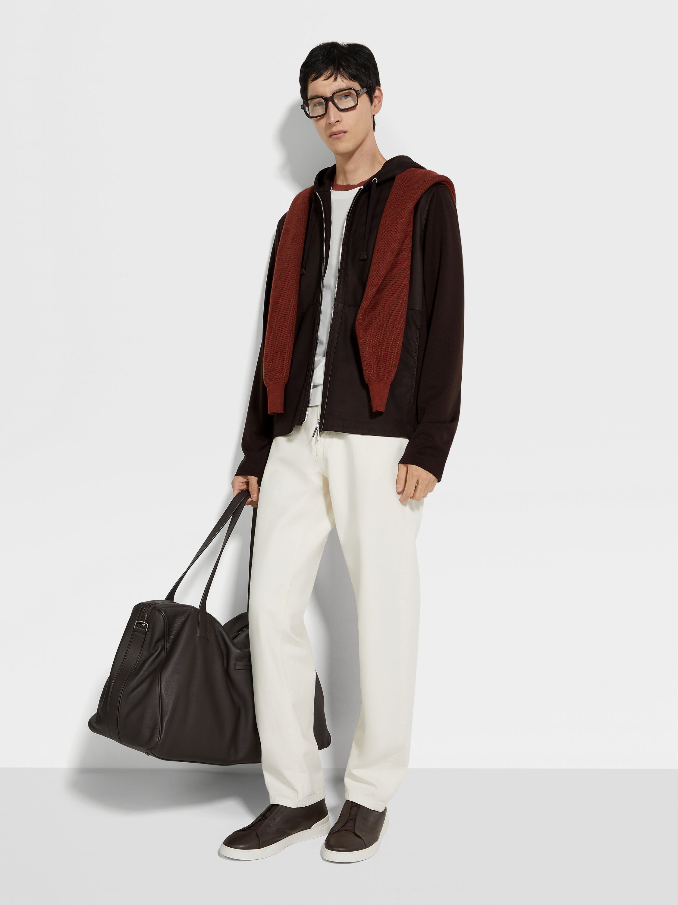 Dark Brown Wool and SECONDSKIN Hoodie Product detail photo #2