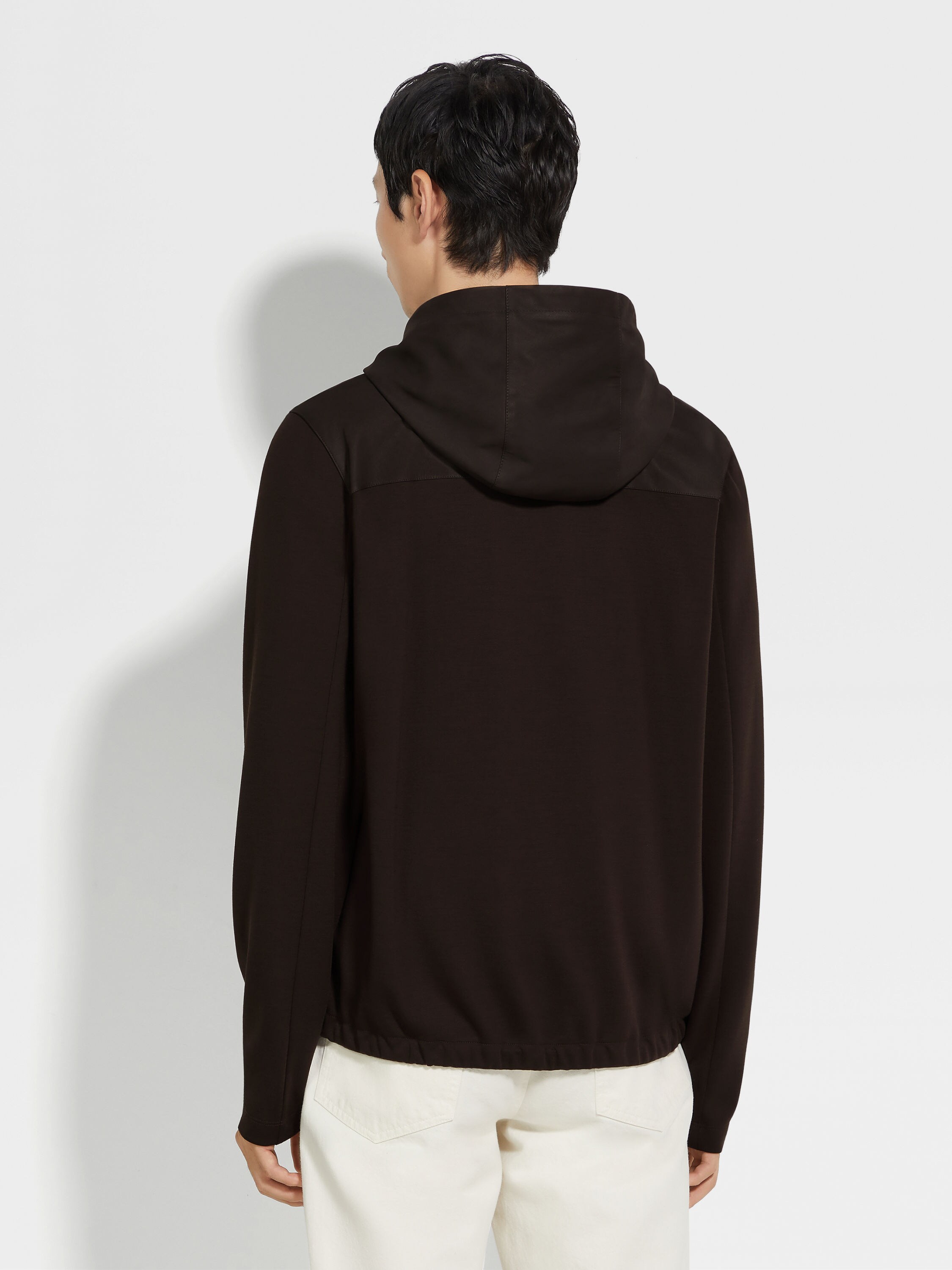 Dark Brown Wool and SECONDSKIN Hoodie Product detail photo #4