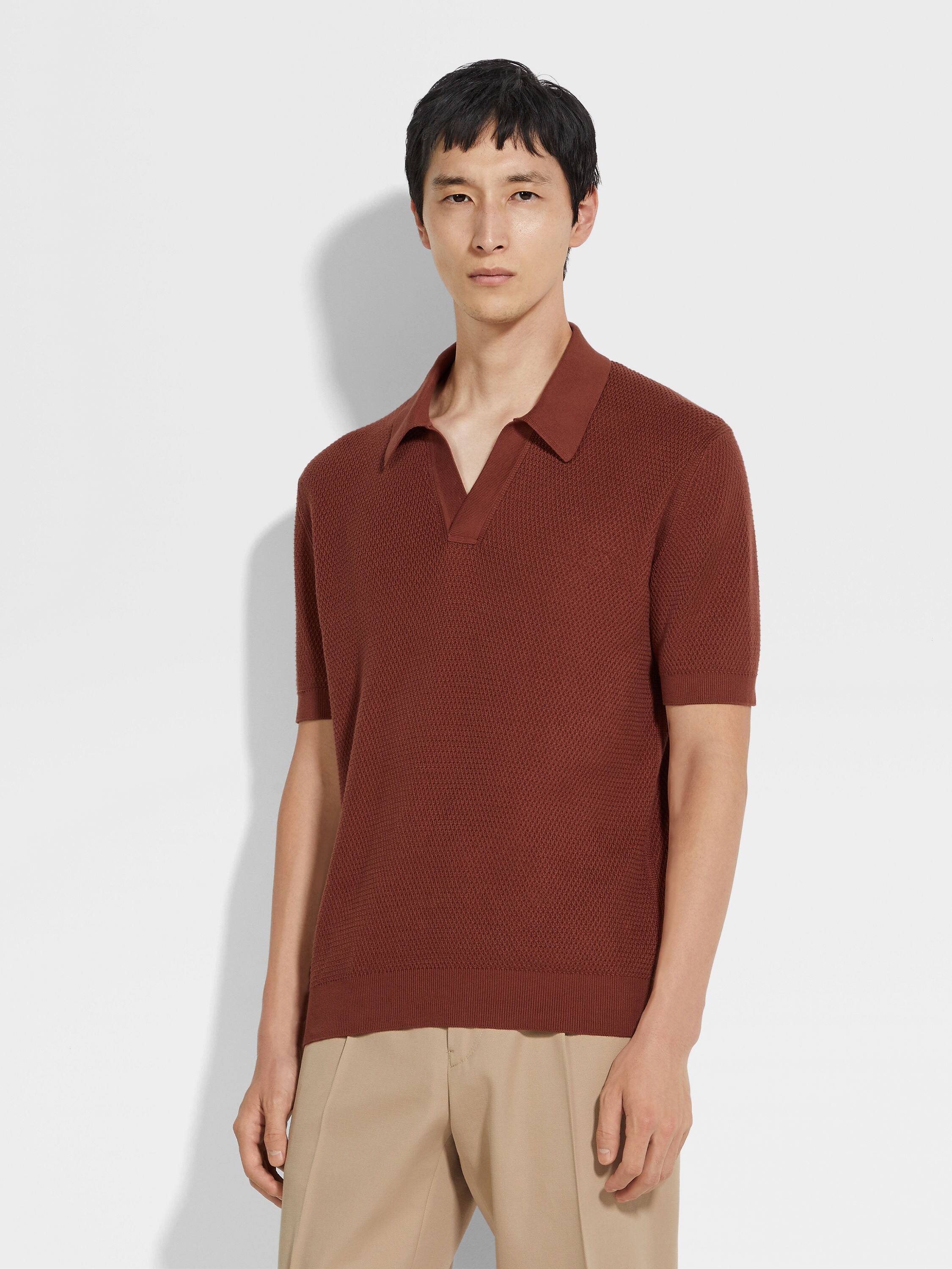 砖红色 Premium Cotton 棉质 Polo 衫 產品細節圖 #3