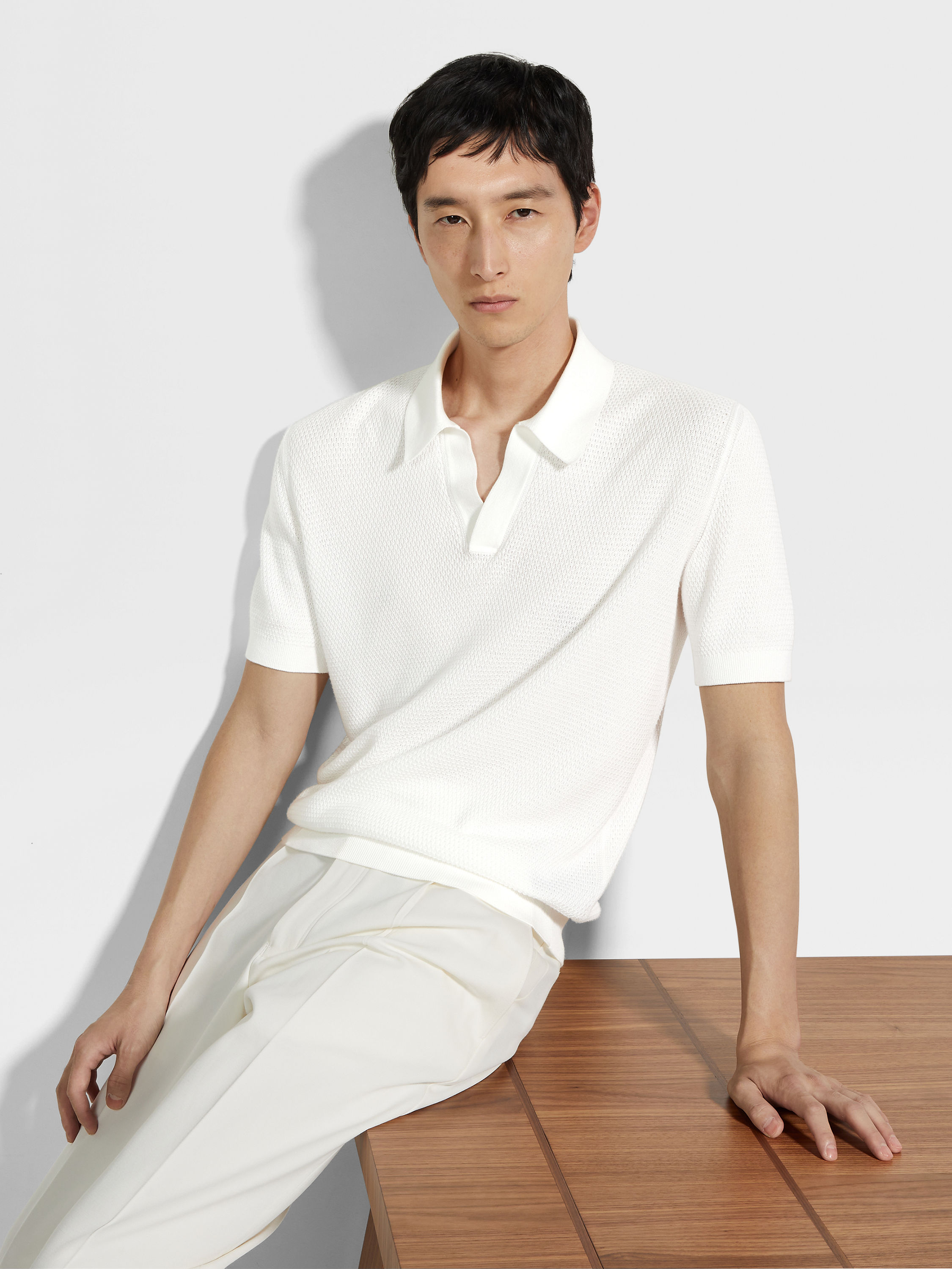 白色 Premium Cotton 棉质 Polo 衫 產品細節圖 #2