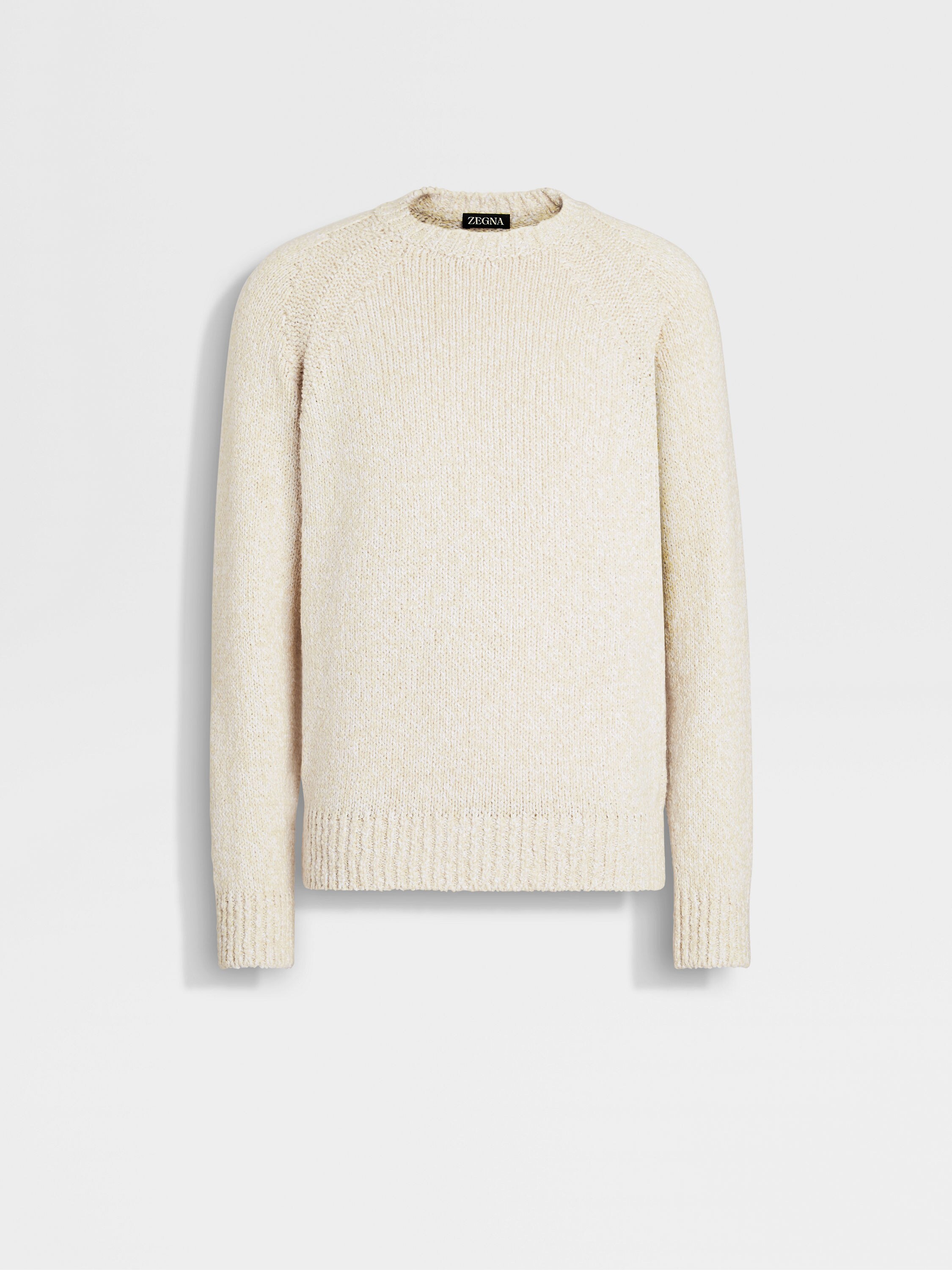 Light Yellow White and Optical White Cotton Crewneck SS25 Light Yellow White and Optical White Cotton Crewneck SS25