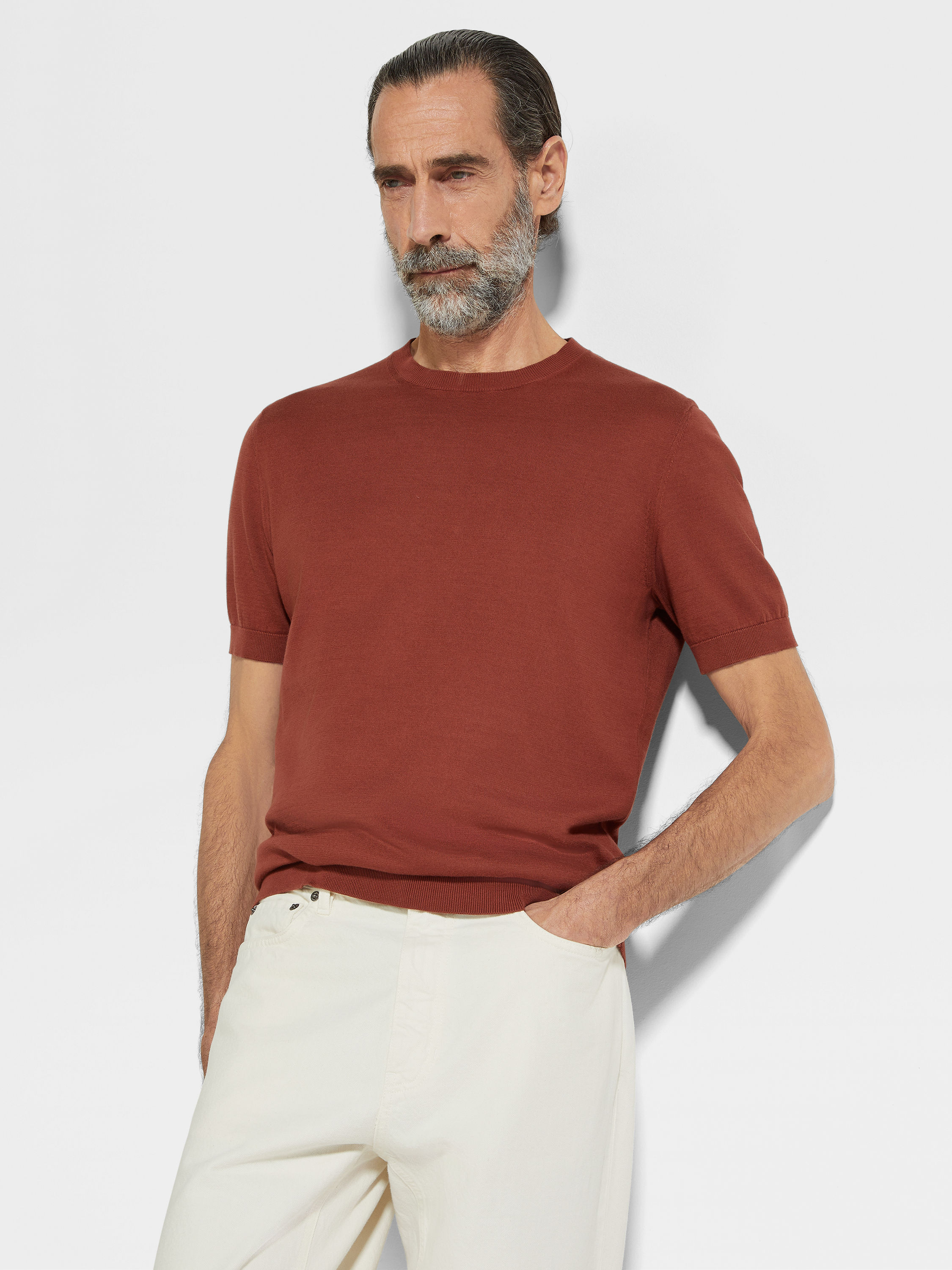 砖红色 Premium Cotton 棉质 T 恤 產品細節圖 #2