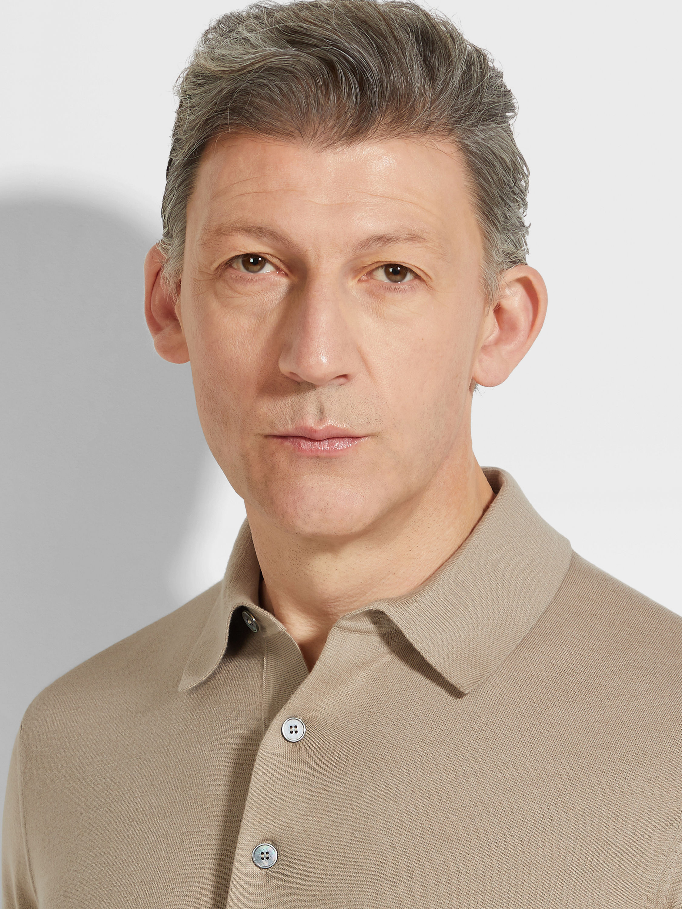 Light Taupe Premium Cotton Polo Shirt Product detail photo #1