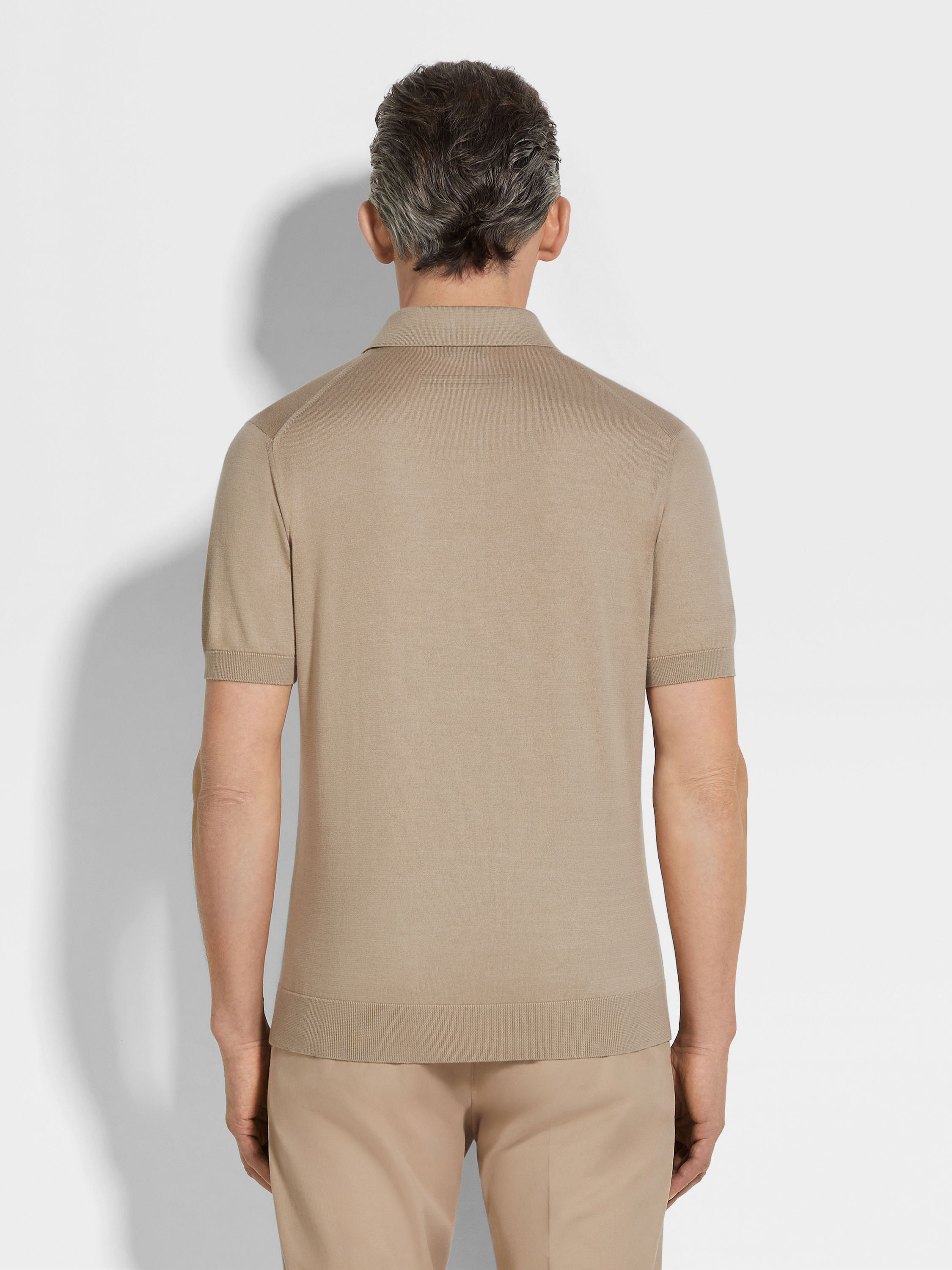 Light Taupe Premium Cotton Polo Shirt Product detail photo #4