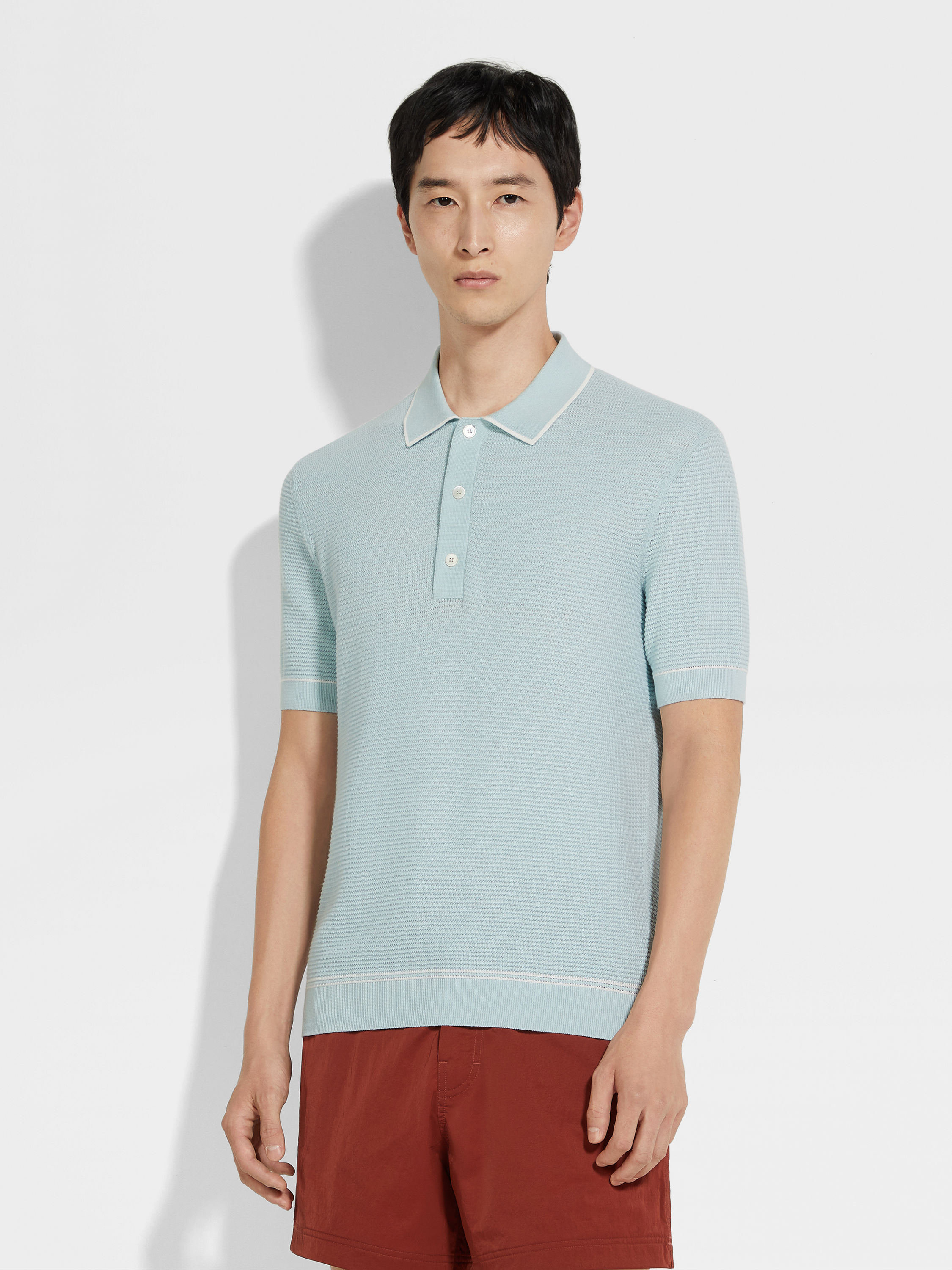 浅蓝色 Premium Cotton 棉质 Polo 衫 產品細節圖 #3