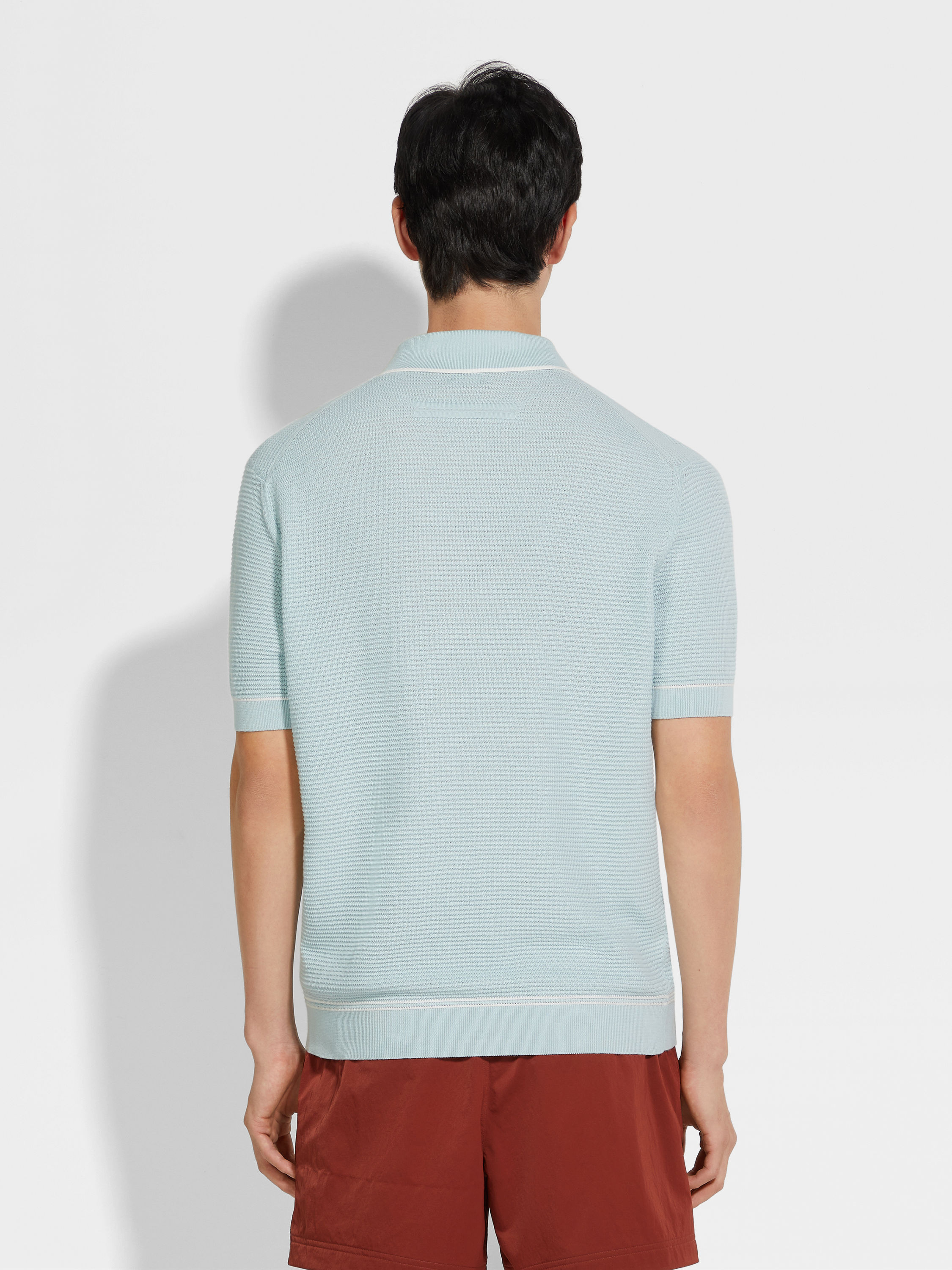 浅蓝色 Premium Cotton 棉质 Polo 衫 產品細節圖 #4