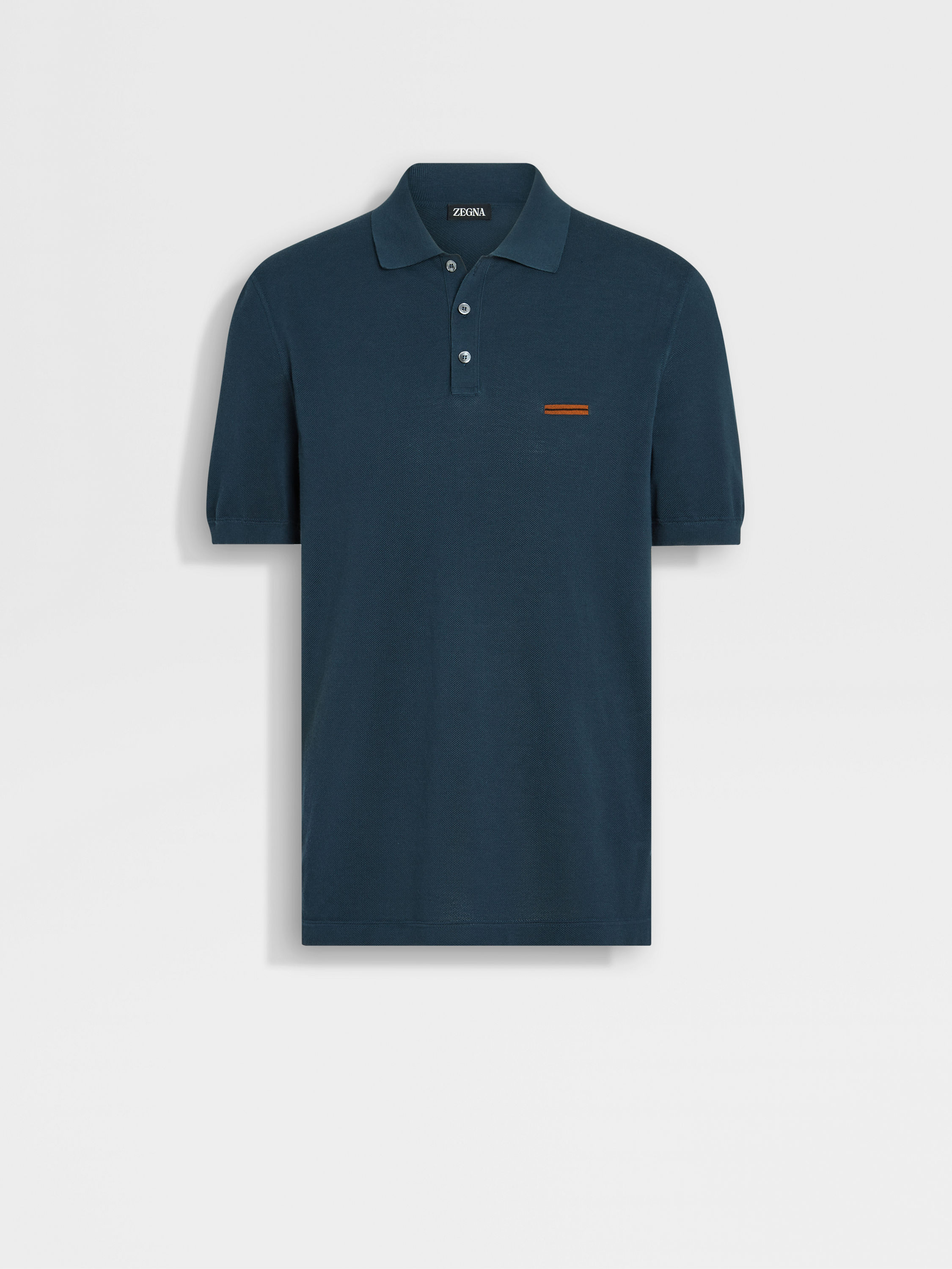 Dark Teal Blue Cotton Polo Shirt Main product photo