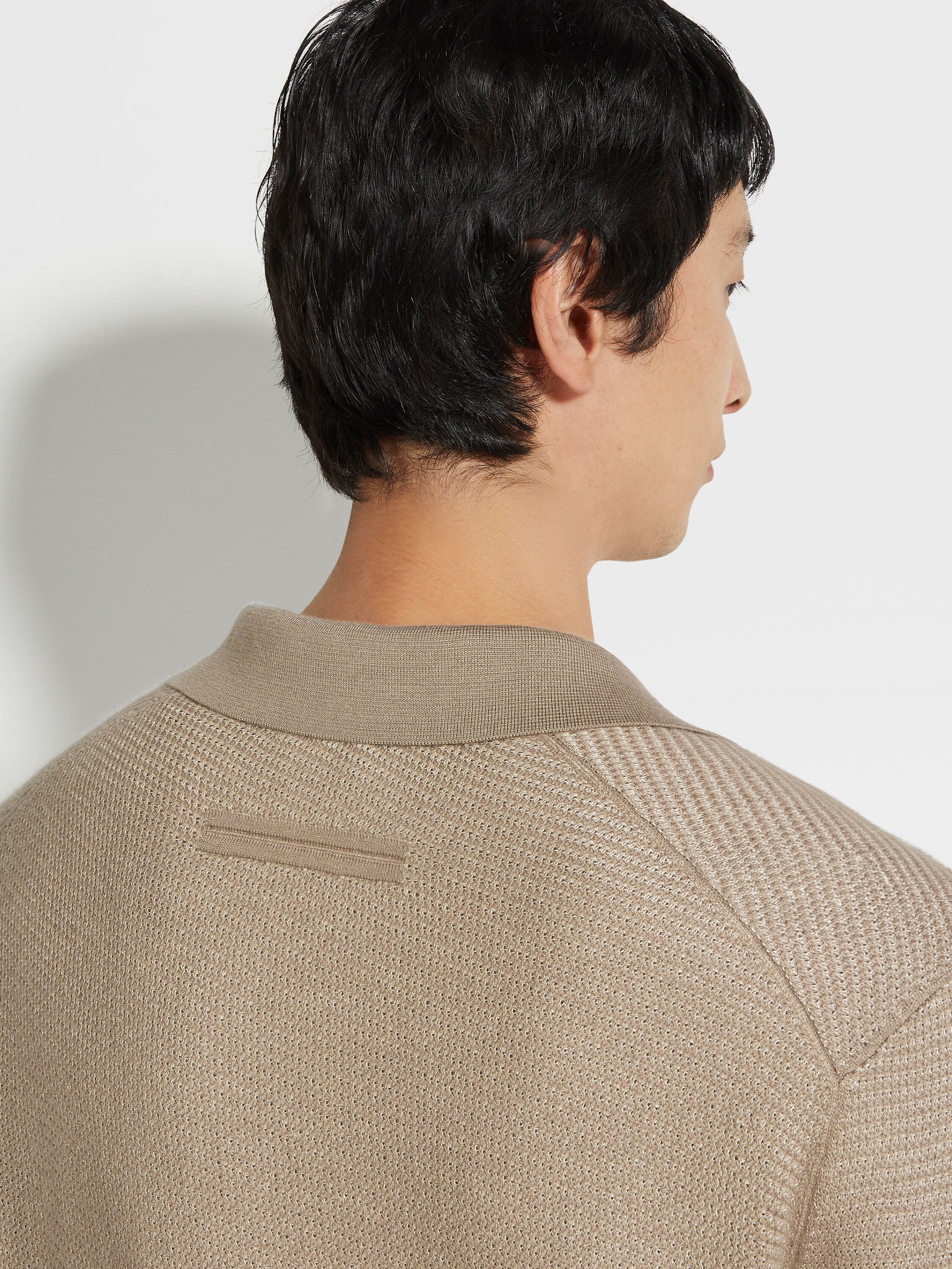 浅灰褐色桑蚕丝及山羊绒 Polo 衫 產品細節圖 #1