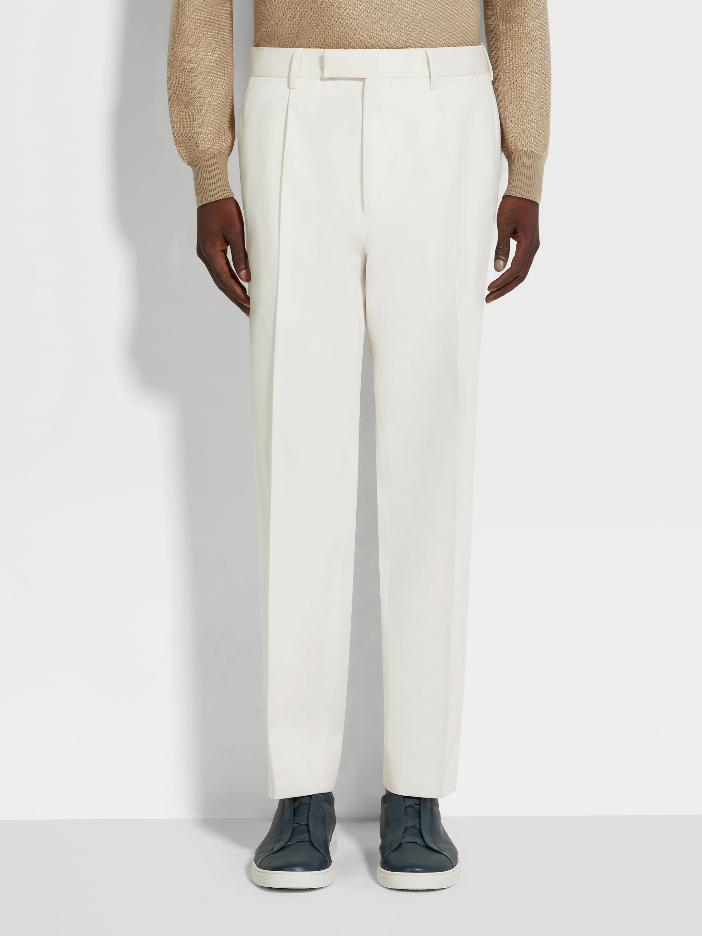 White Cotton and Wool Pants Product detail photo #4