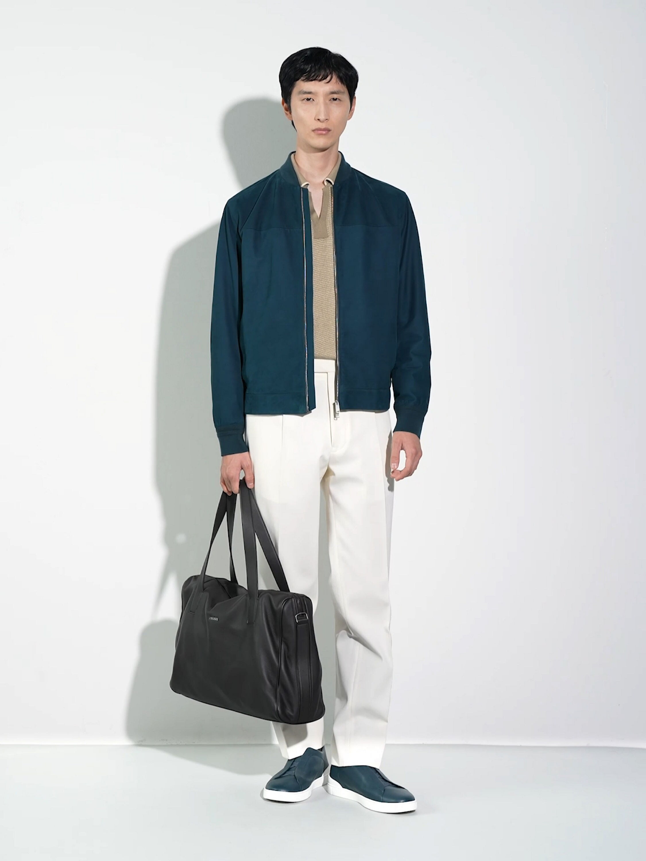 White Cotton and Wool Pants