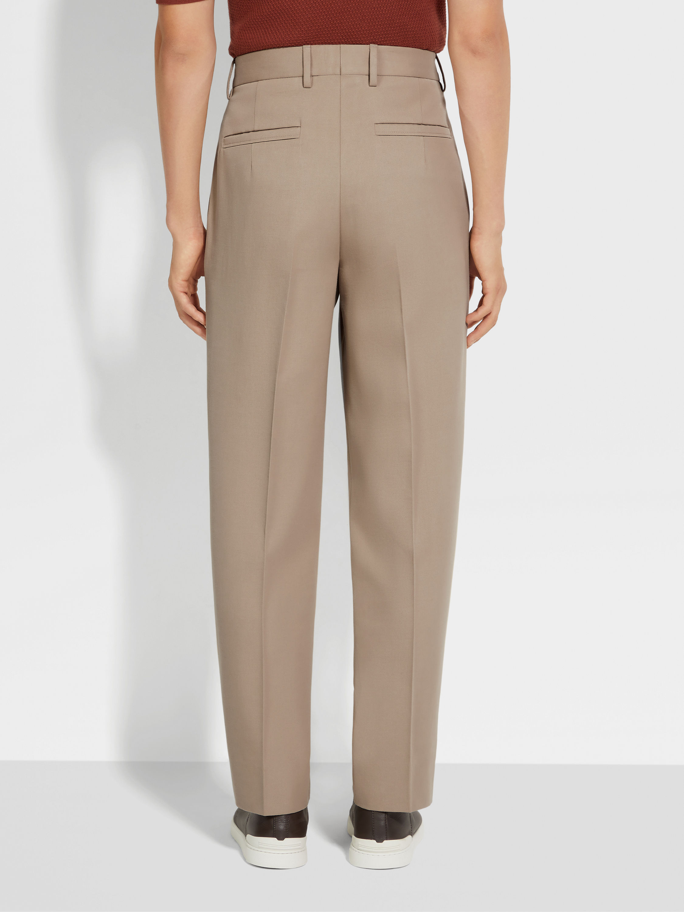 Light Taupe Cotton and Wool Pants Product detail photo #5