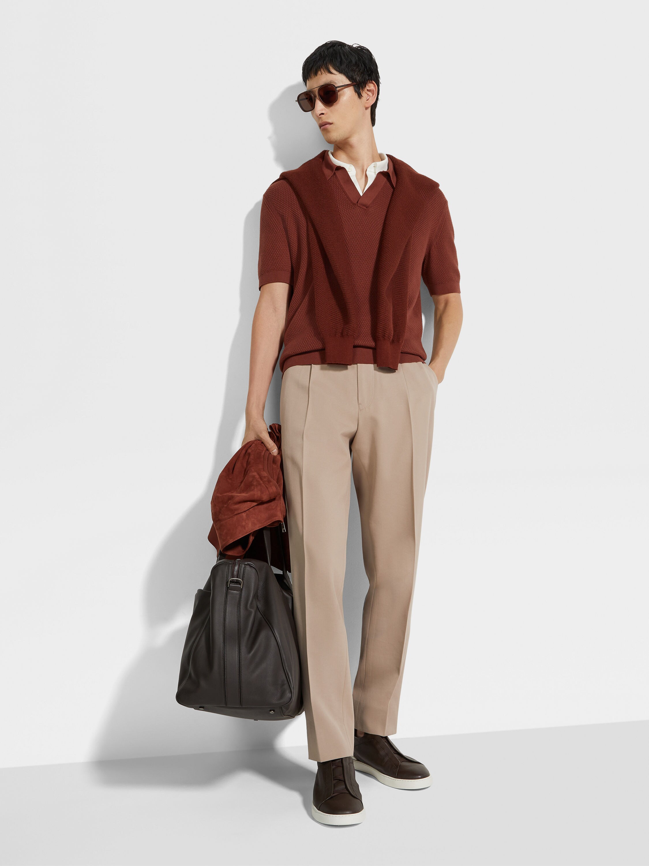 Light Taupe Cotton and Wool Pants Product detail photo #2