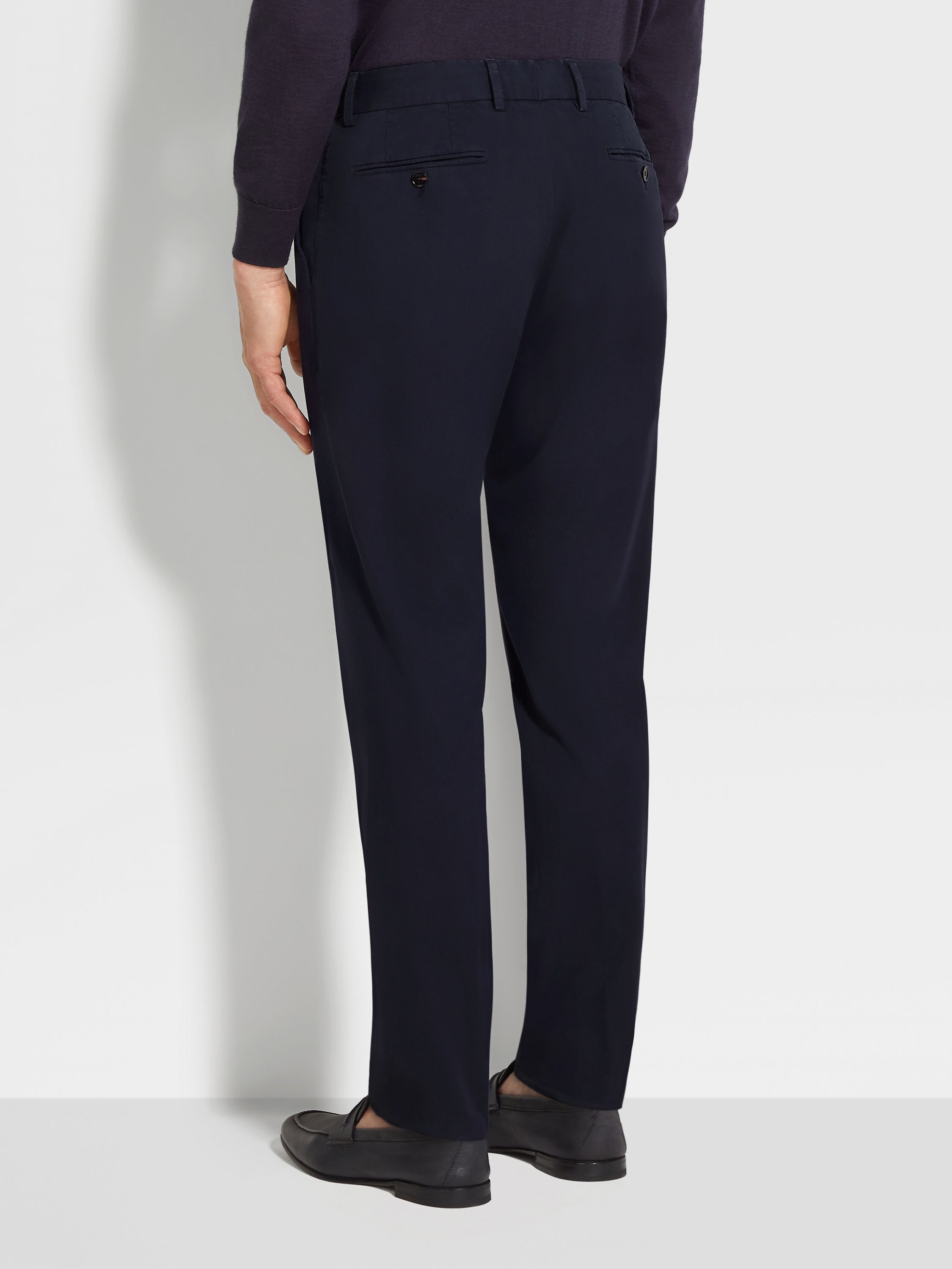 Navy Blue Stretch Premium Cotton Pants Product detail photo #4