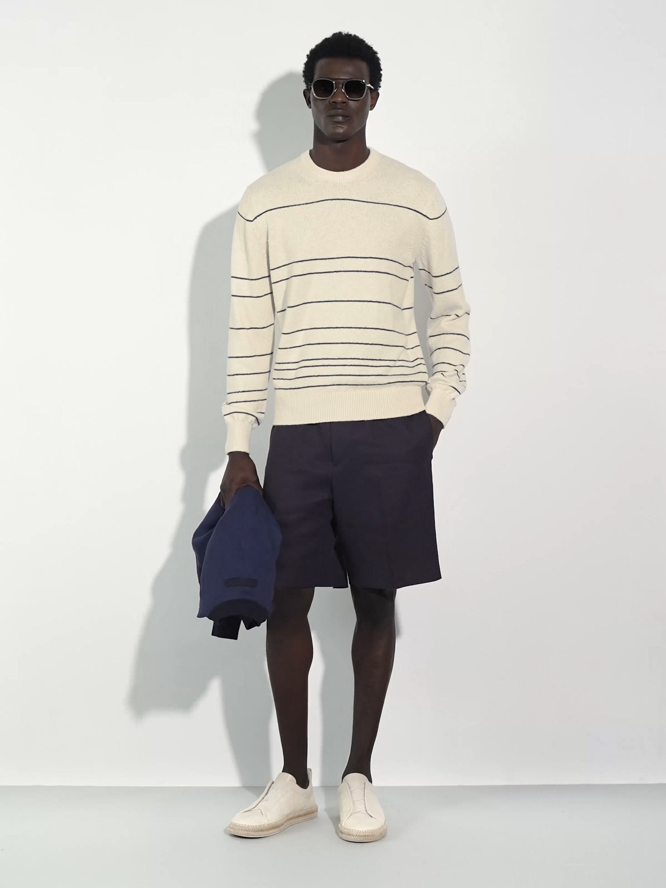 Navy Blue Oasi Lino Shorts