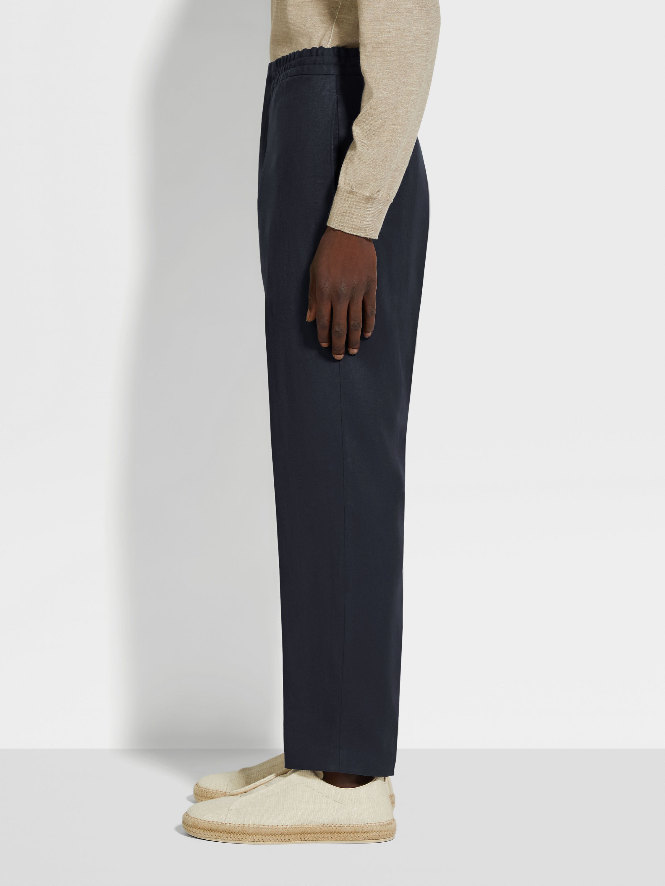 海军蓝 Oasi Lino 绿洲亚麻长裤 產品細節圖 #3