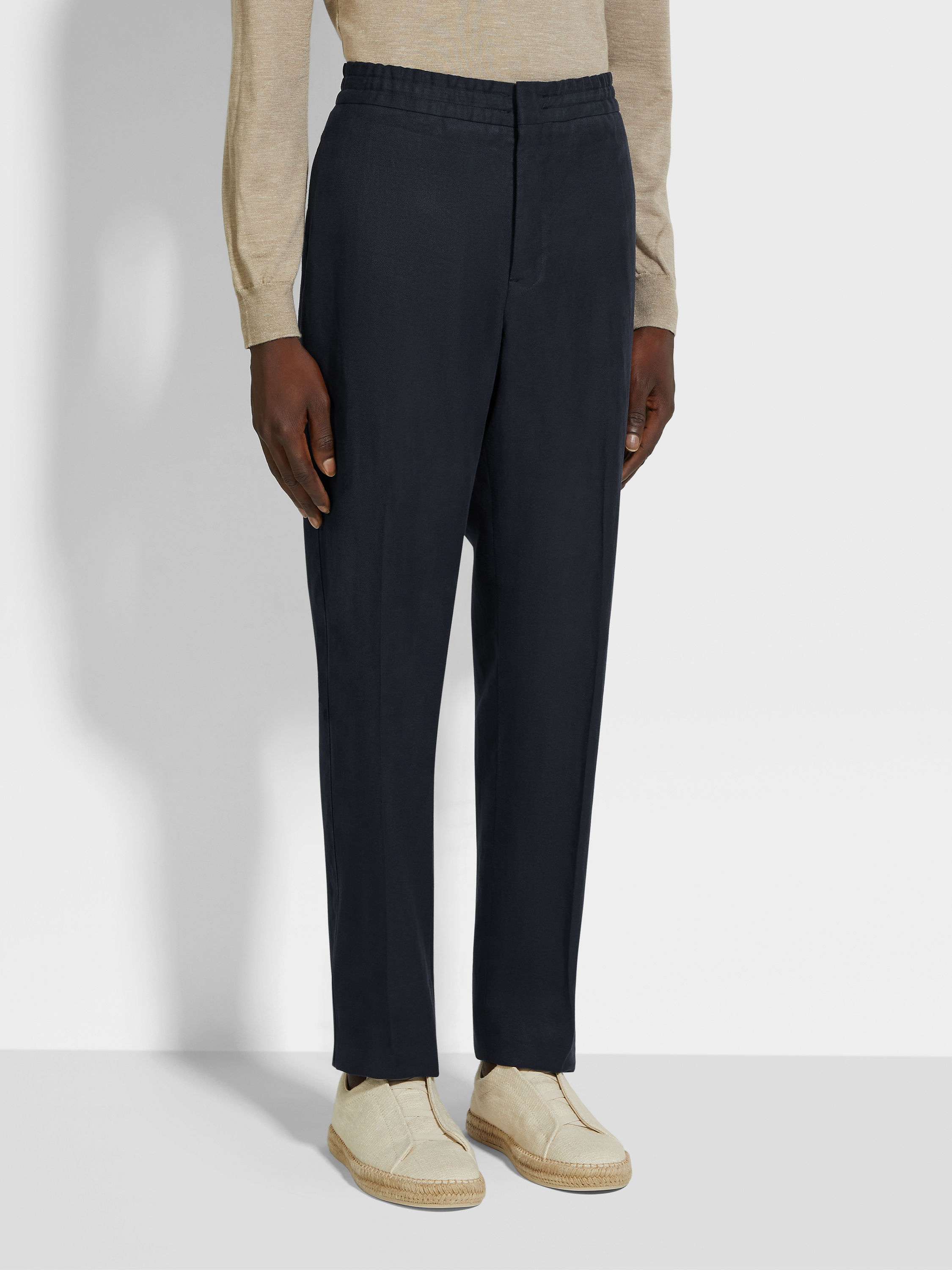 海军蓝 Oasi Lino 绿洲亚麻长裤 產品細節圖 #4