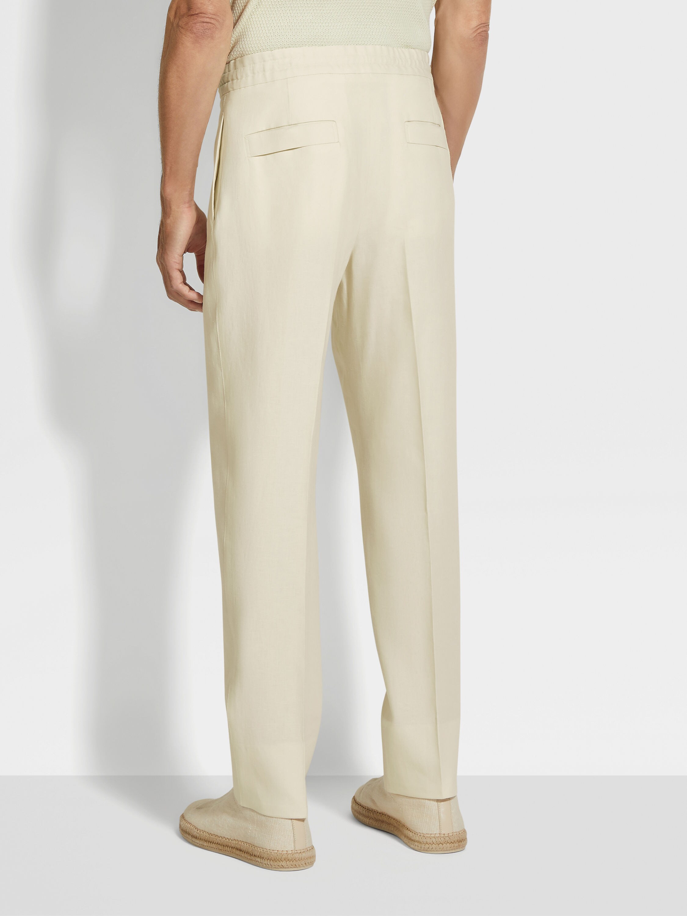 浅黄色 Oasi Lino 绿洲亚麻长裤 產品細節圖 #5