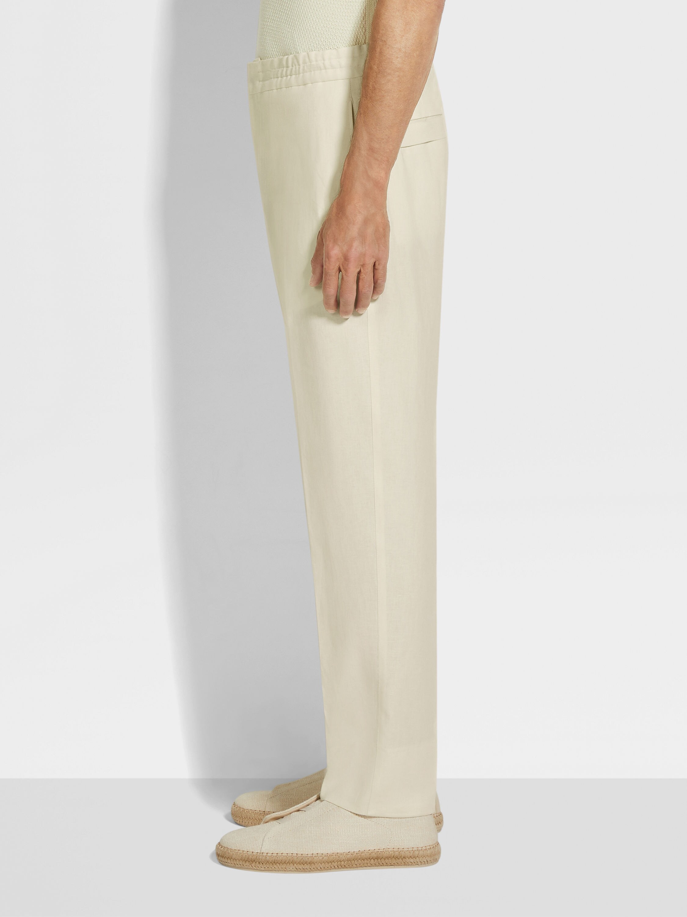 浅黄色 Oasi Lino 绿洲亚麻长裤 產品細節圖 #3