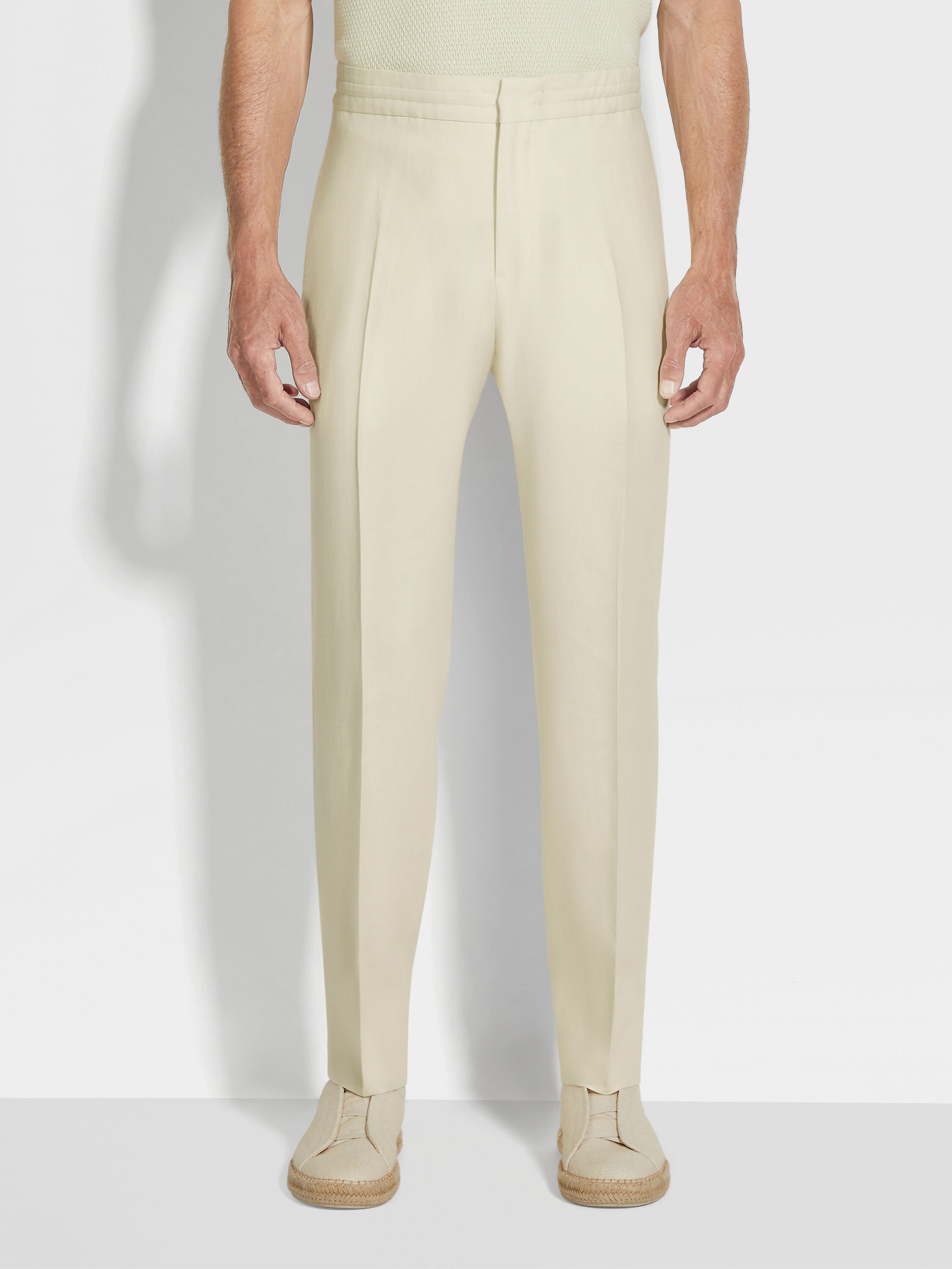 浅黄色 Oasi Lino 绿洲亚麻长裤 產品細節圖 #4