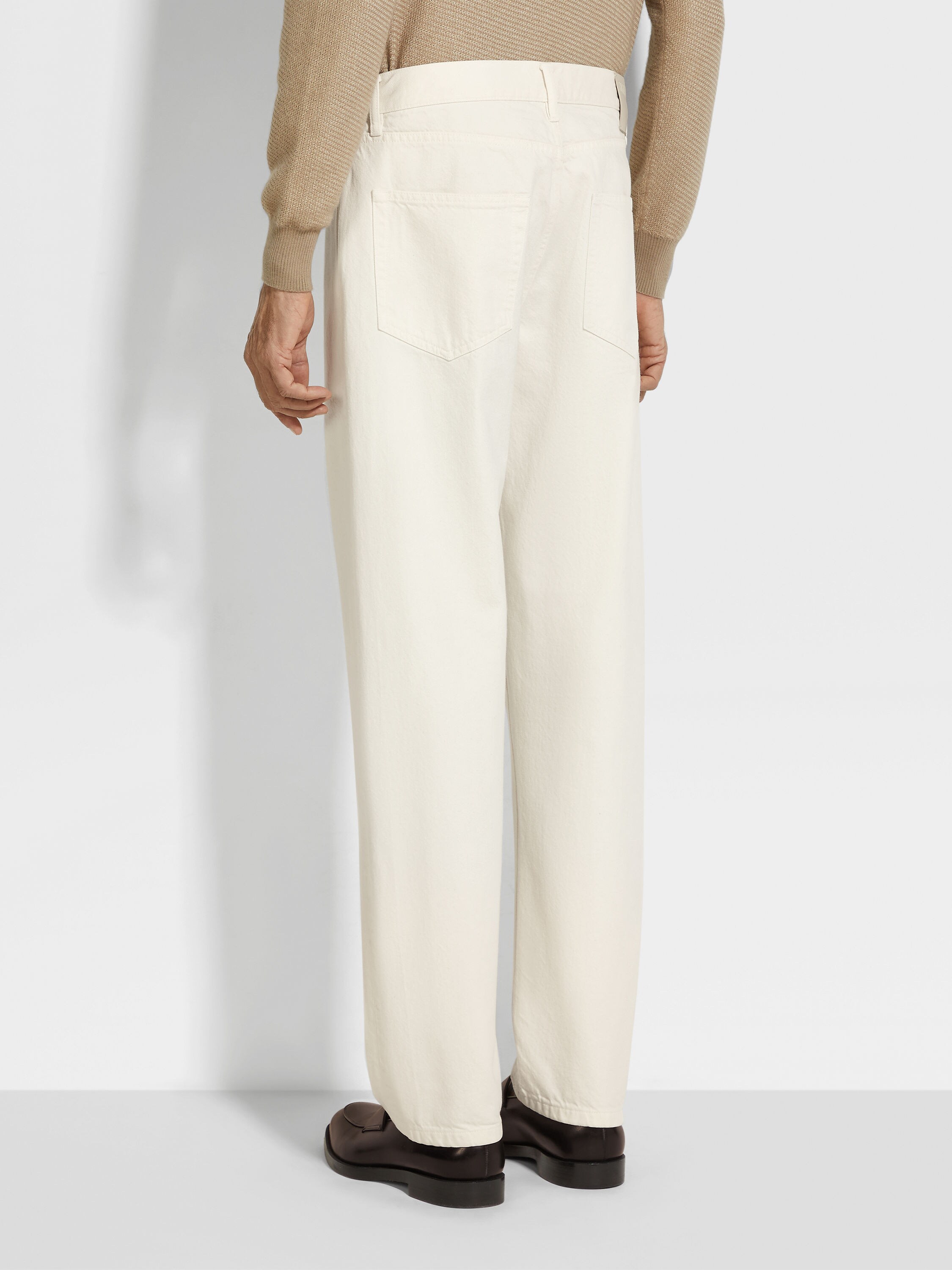 白色石洗棉质 Roccia 牛仔裤 產品細節圖 #5