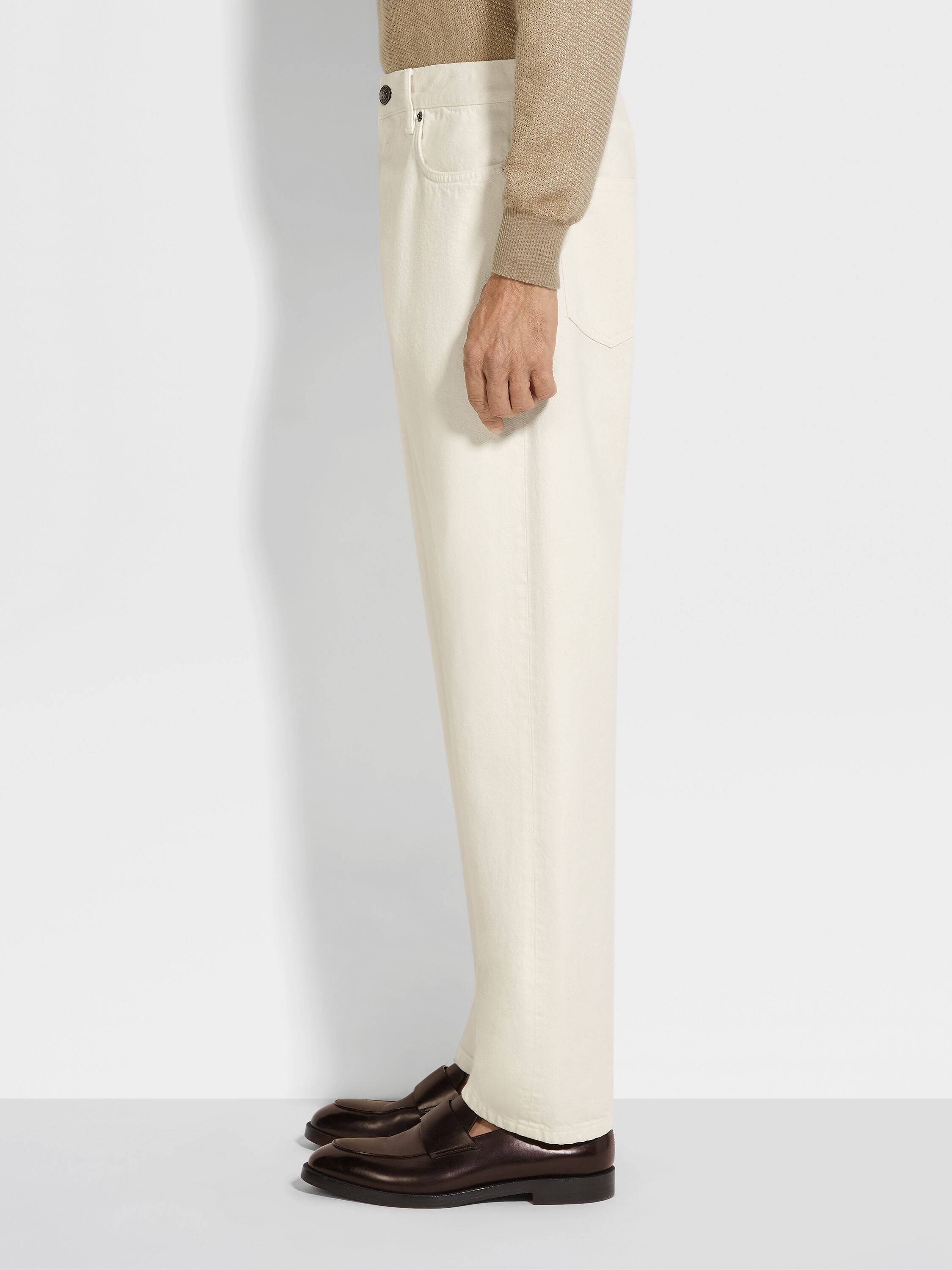 白色石洗棉质 Roccia 牛仔裤 產品細節圖 #3