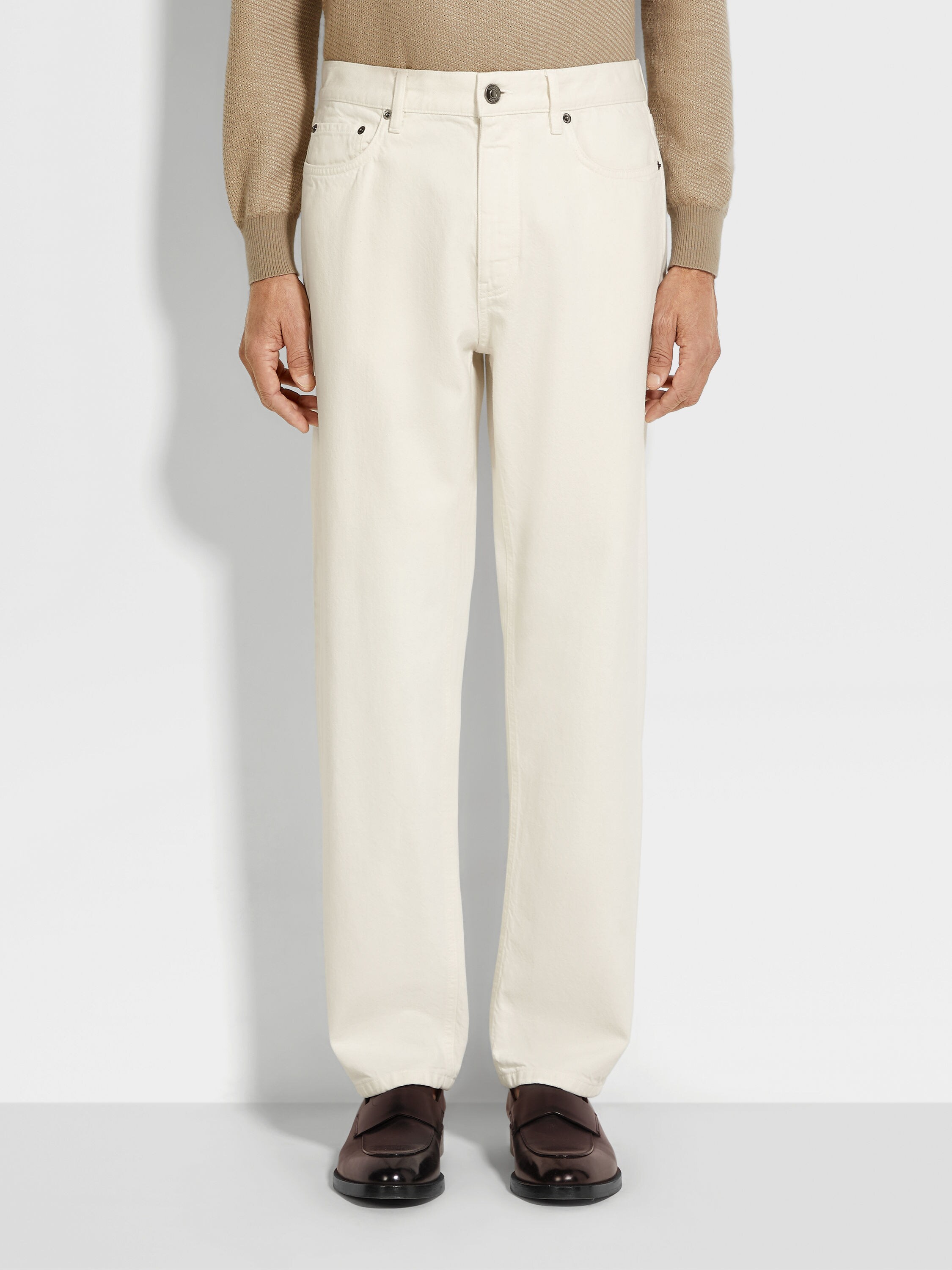 白色石洗棉质 Roccia 牛仔裤 產品細節圖 #4