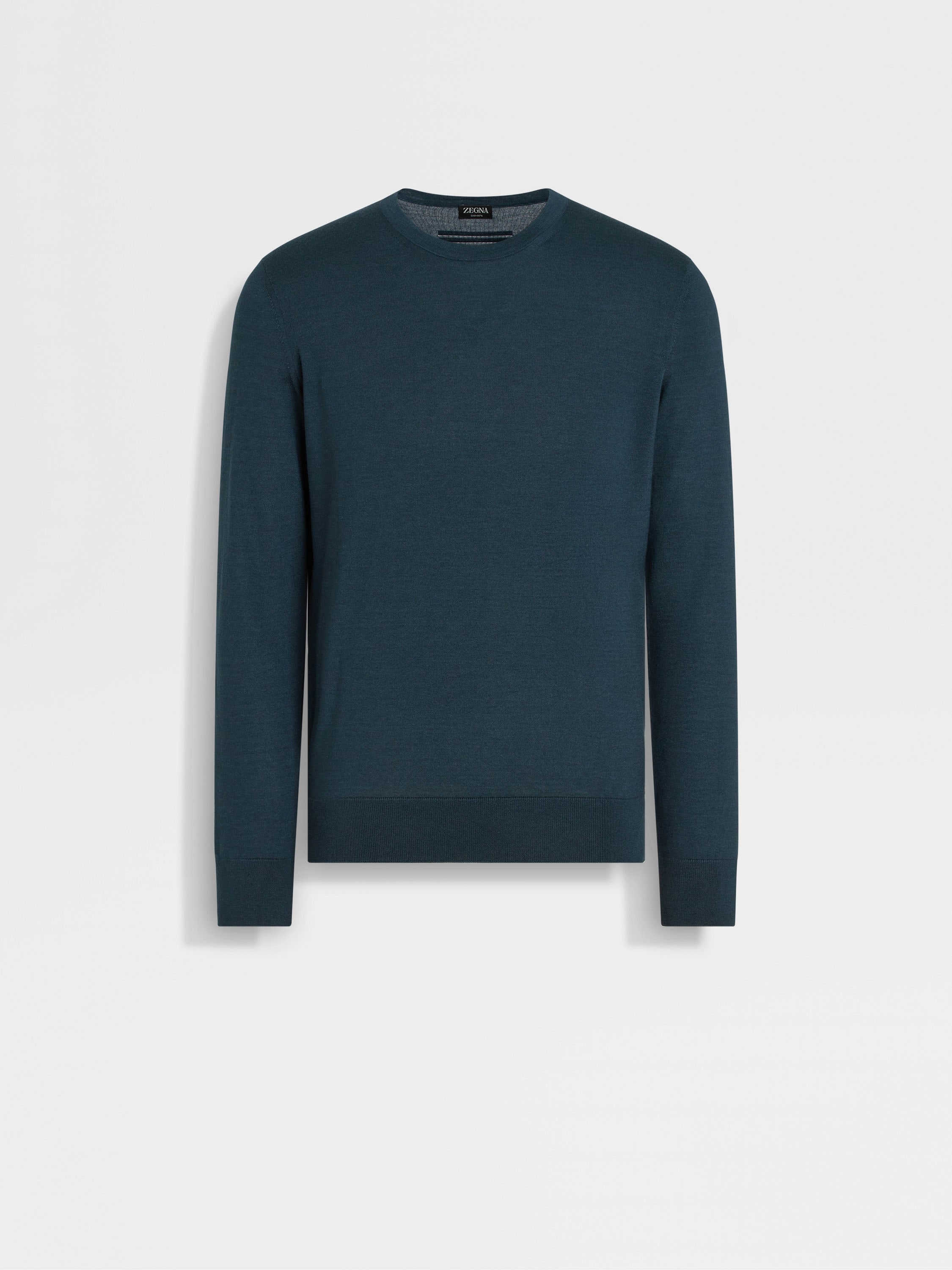 Dark Teal Blue Mélange Cashseta Crewneck Main product photo