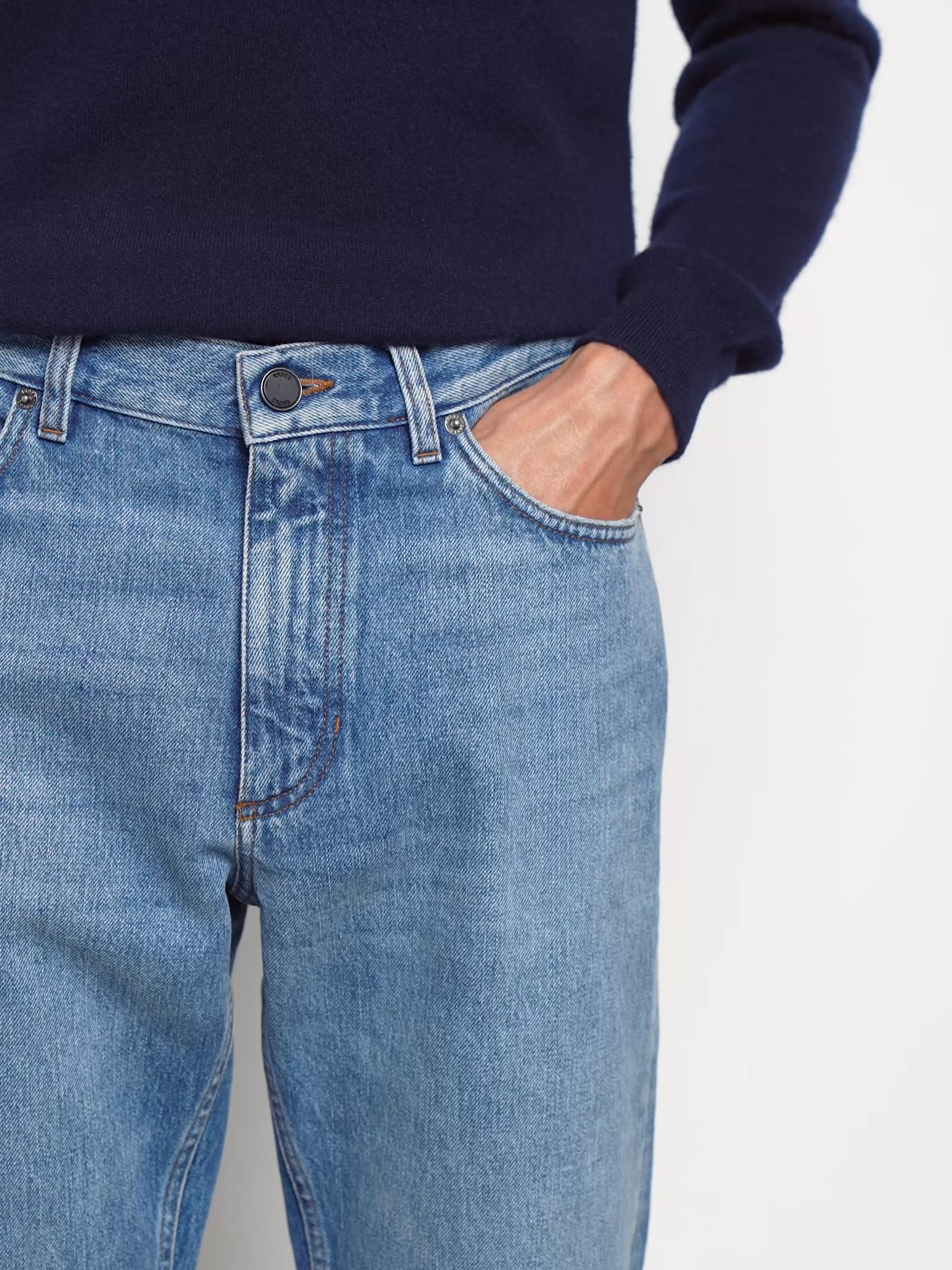 Blue Stone-washed Cotton Roccia Jeans