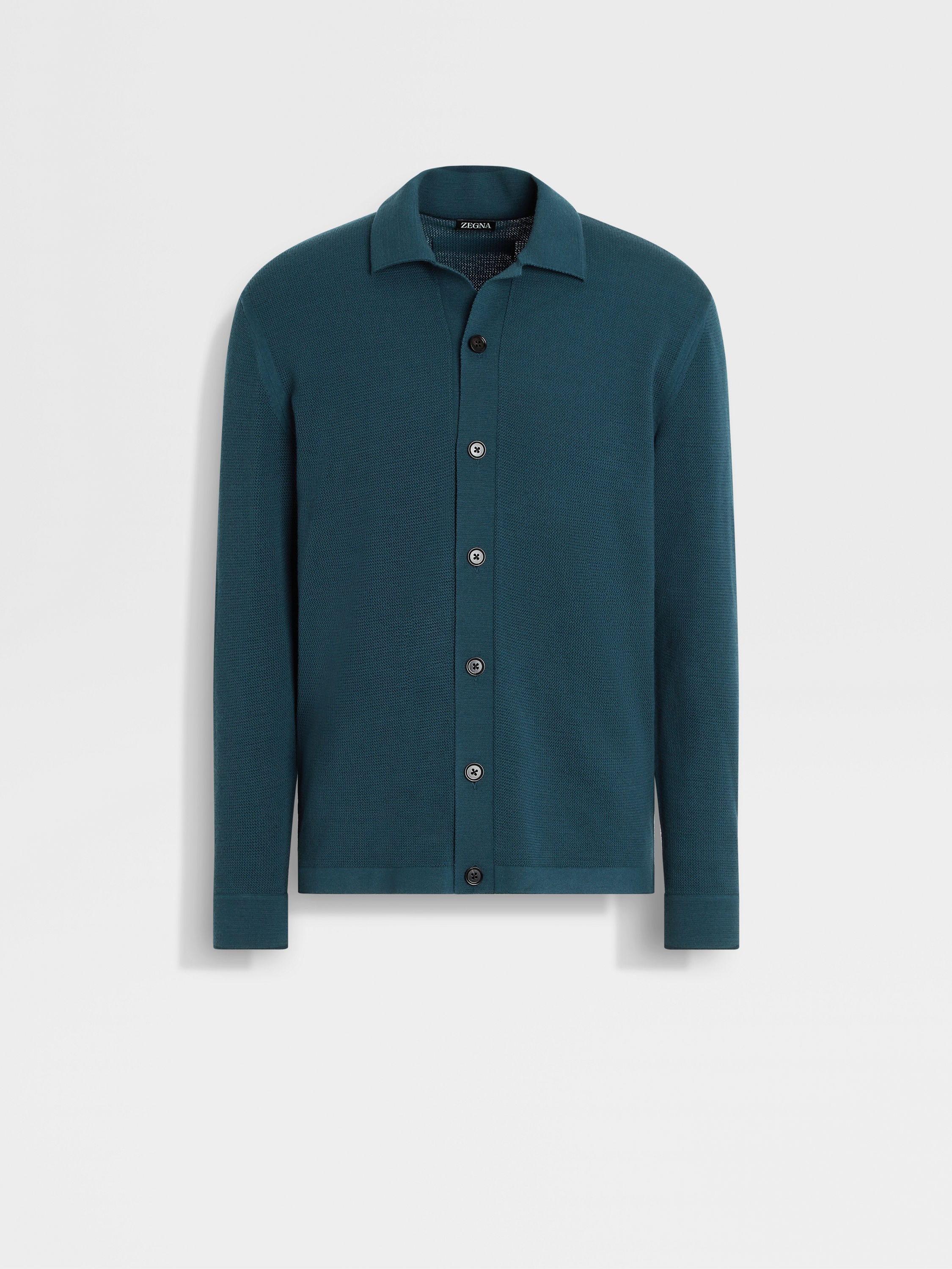 Dark Teal Blue Wool Shirt Main product photo