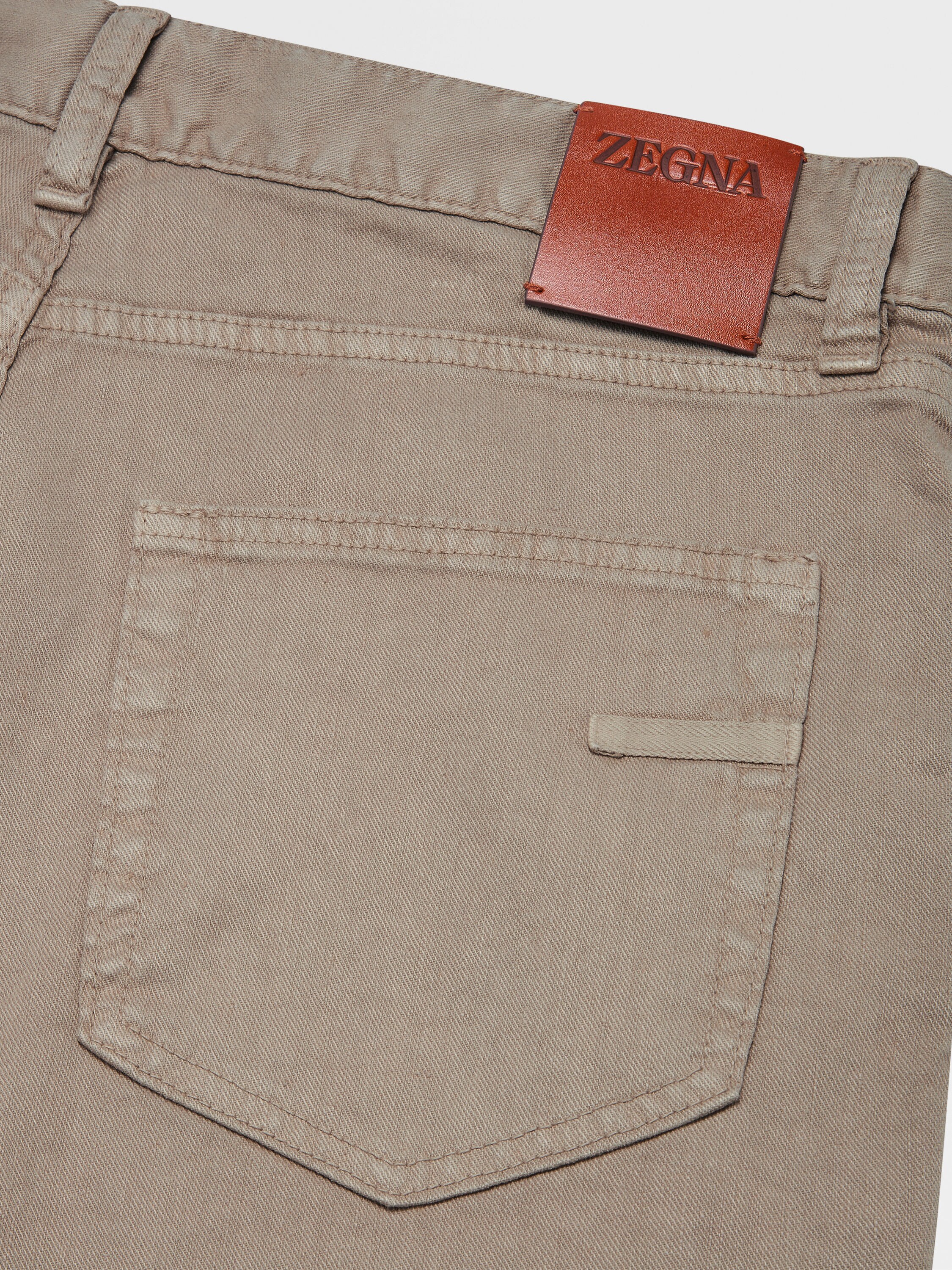 浅灰褐色弹力亚麻及棉质 Roccia 牛仔裤 產品細節圖 #1