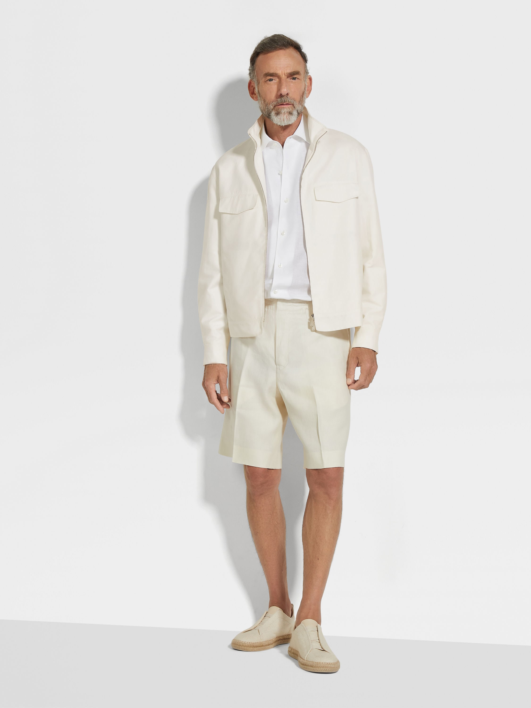 Crossover Cotton Linen and Silk Overshirt Product detail photo #1