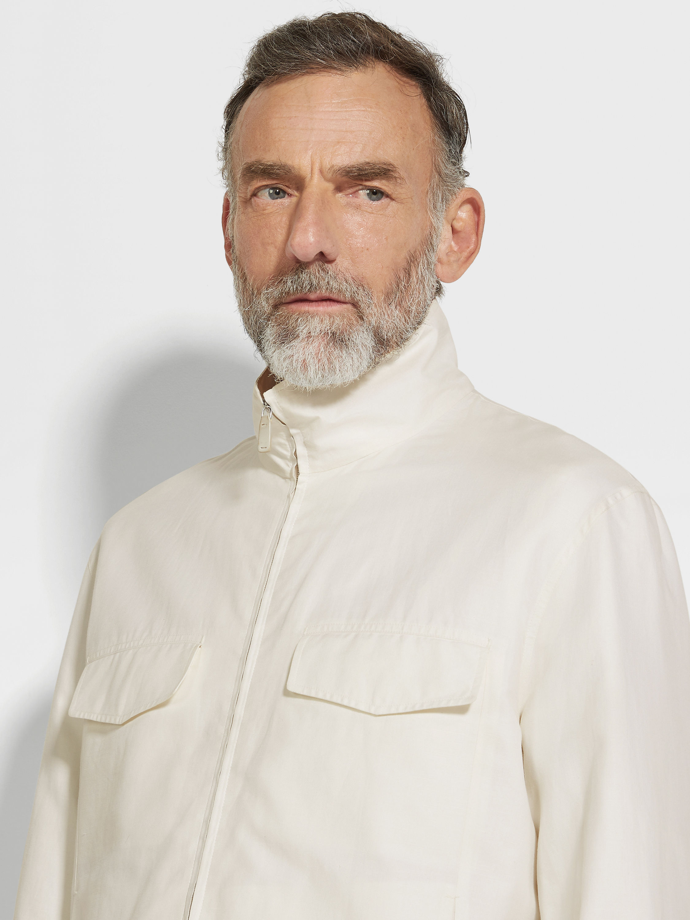 Crossover Cotton Linen and Silk Overshirt Product detail photo #2