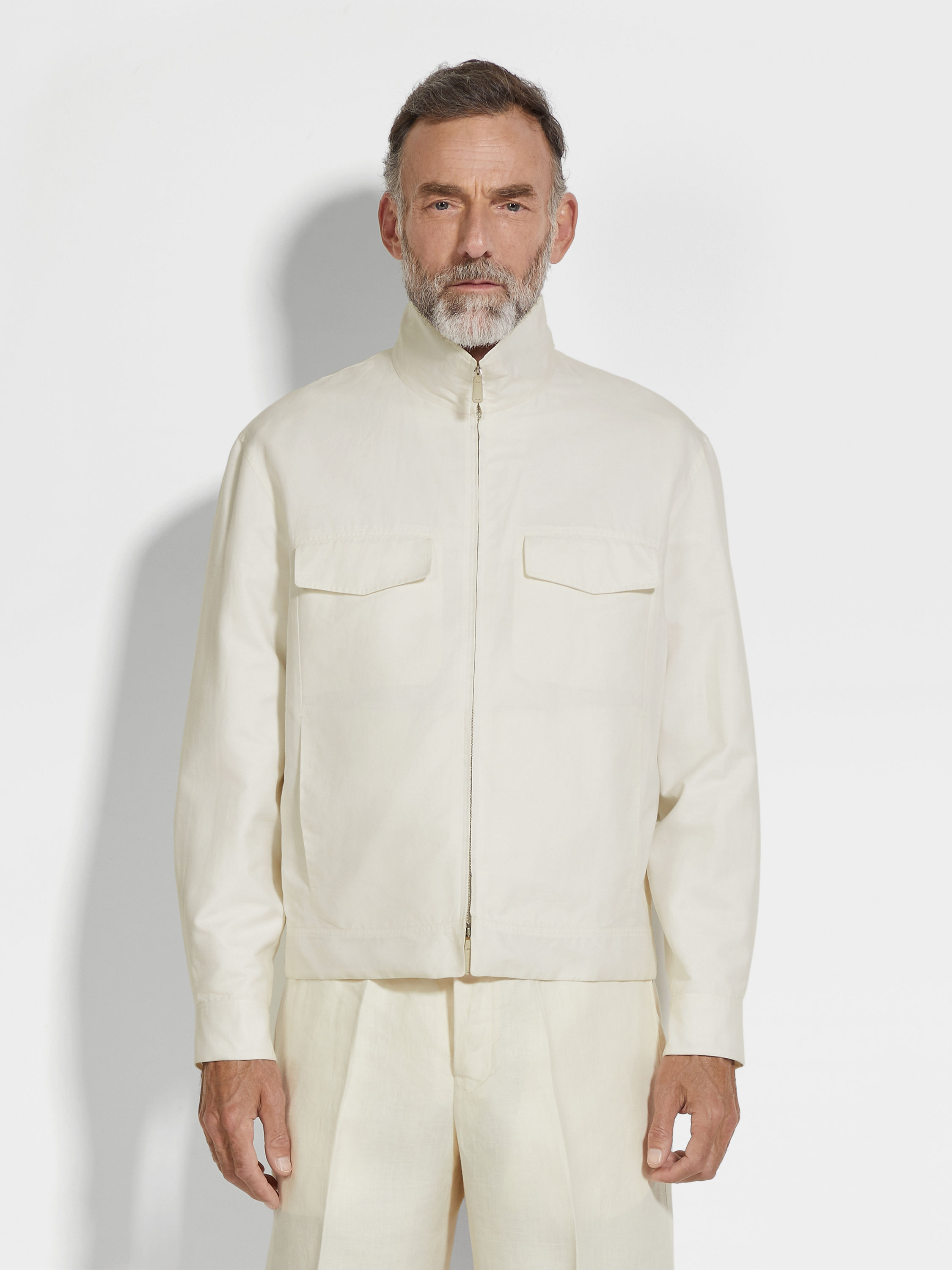 Crossover Cotton Linen and Silk Overshirt Product detail photo #3