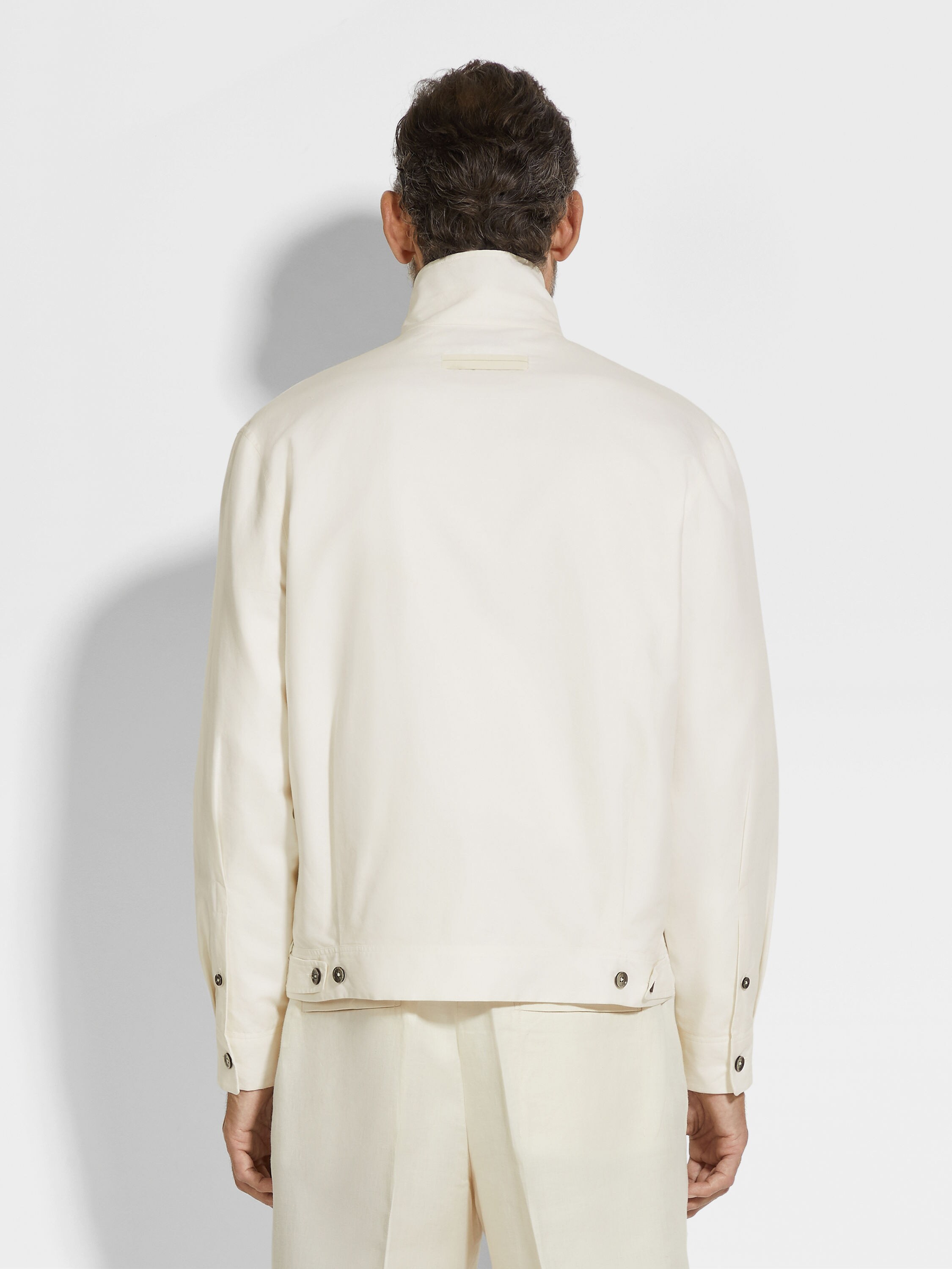 Crossover Cotton Linen and Silk Overshirt Product detail photo #4