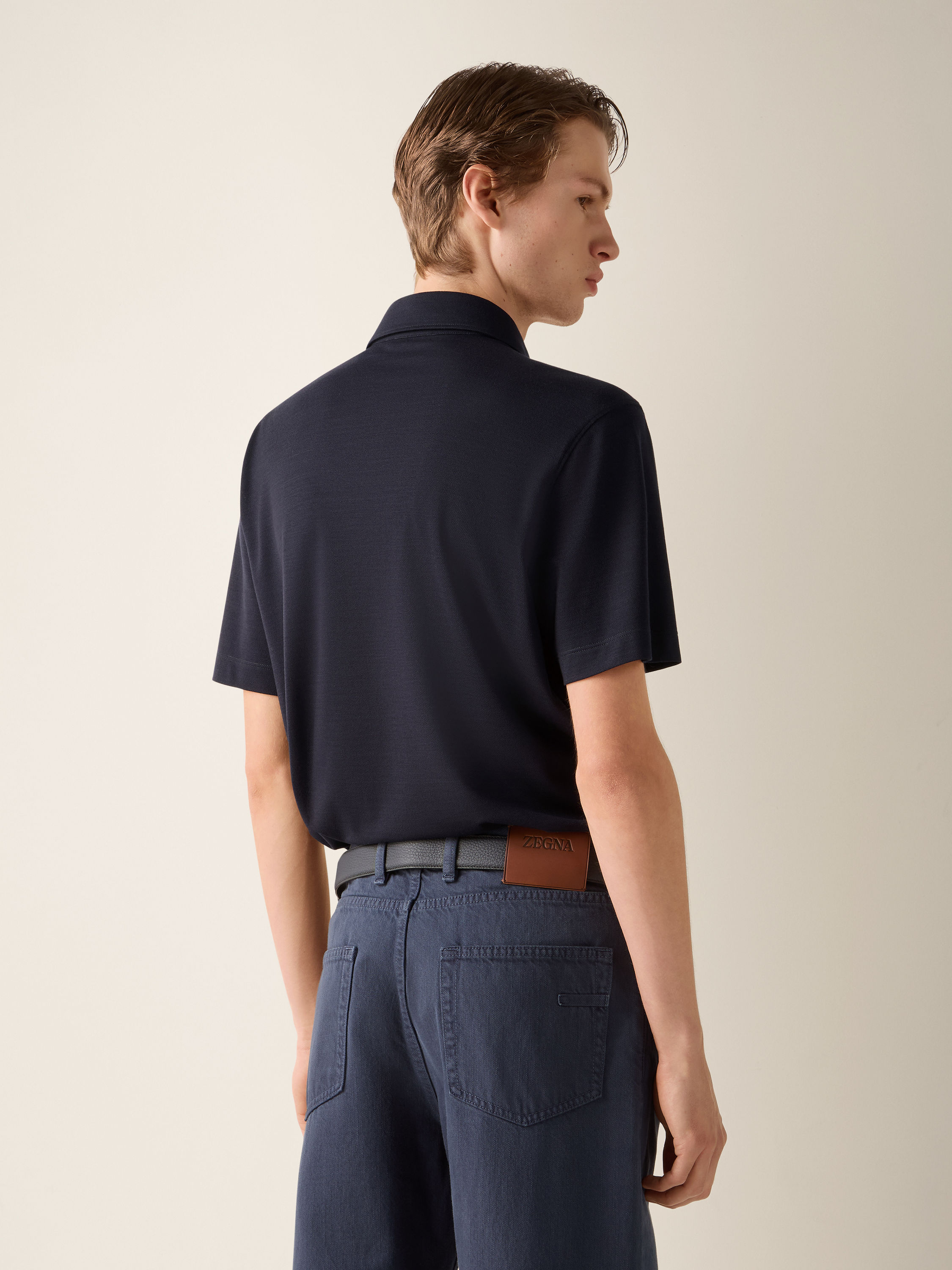 Navy Blue Vellus Aureum Polo Shirt Product detail photo #3