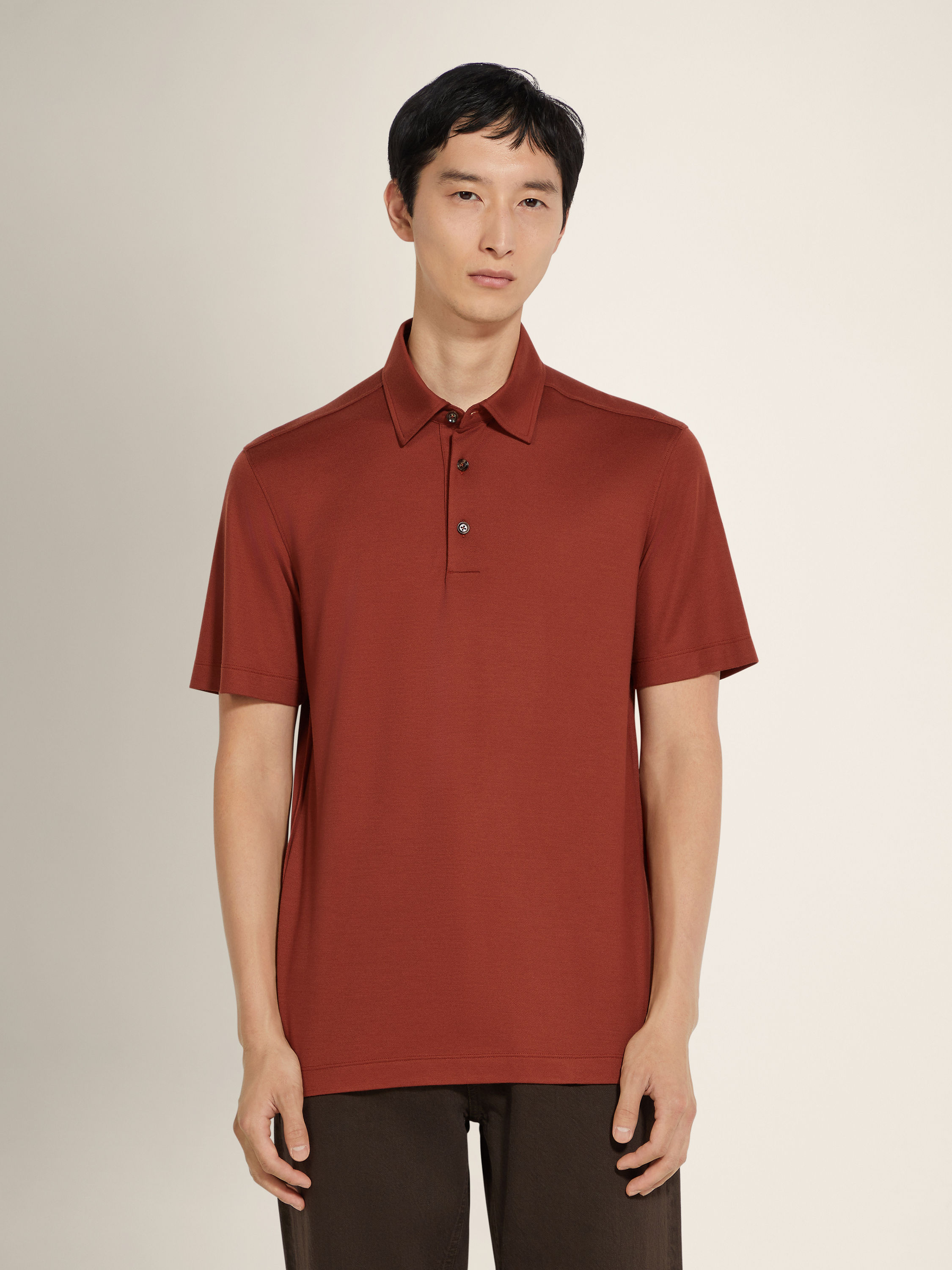 Brick Red Vellus Aureum Polo Shirt Product detail photo #3