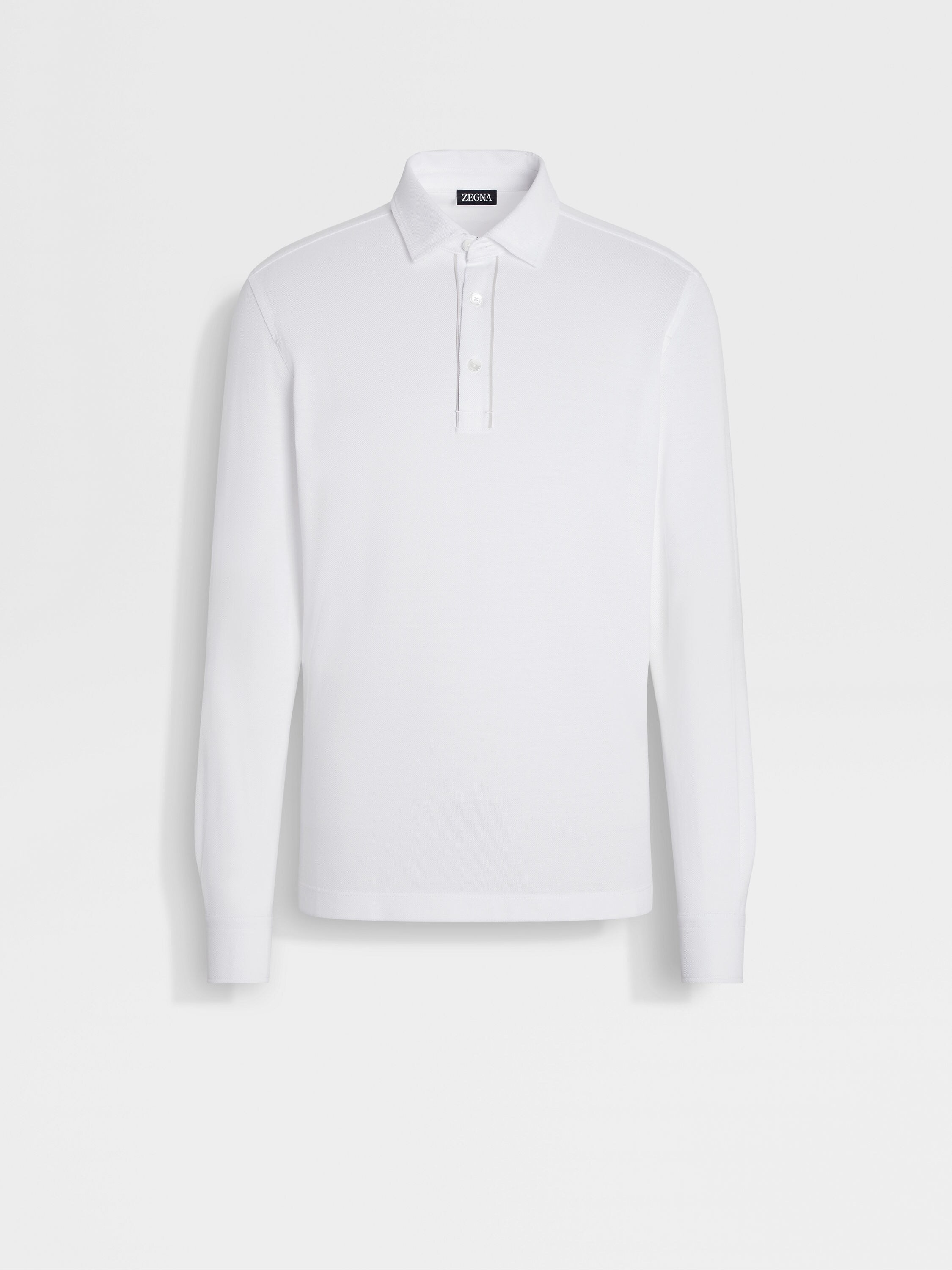 Optical White Cotton Piquet Polo Shirt Main product photo