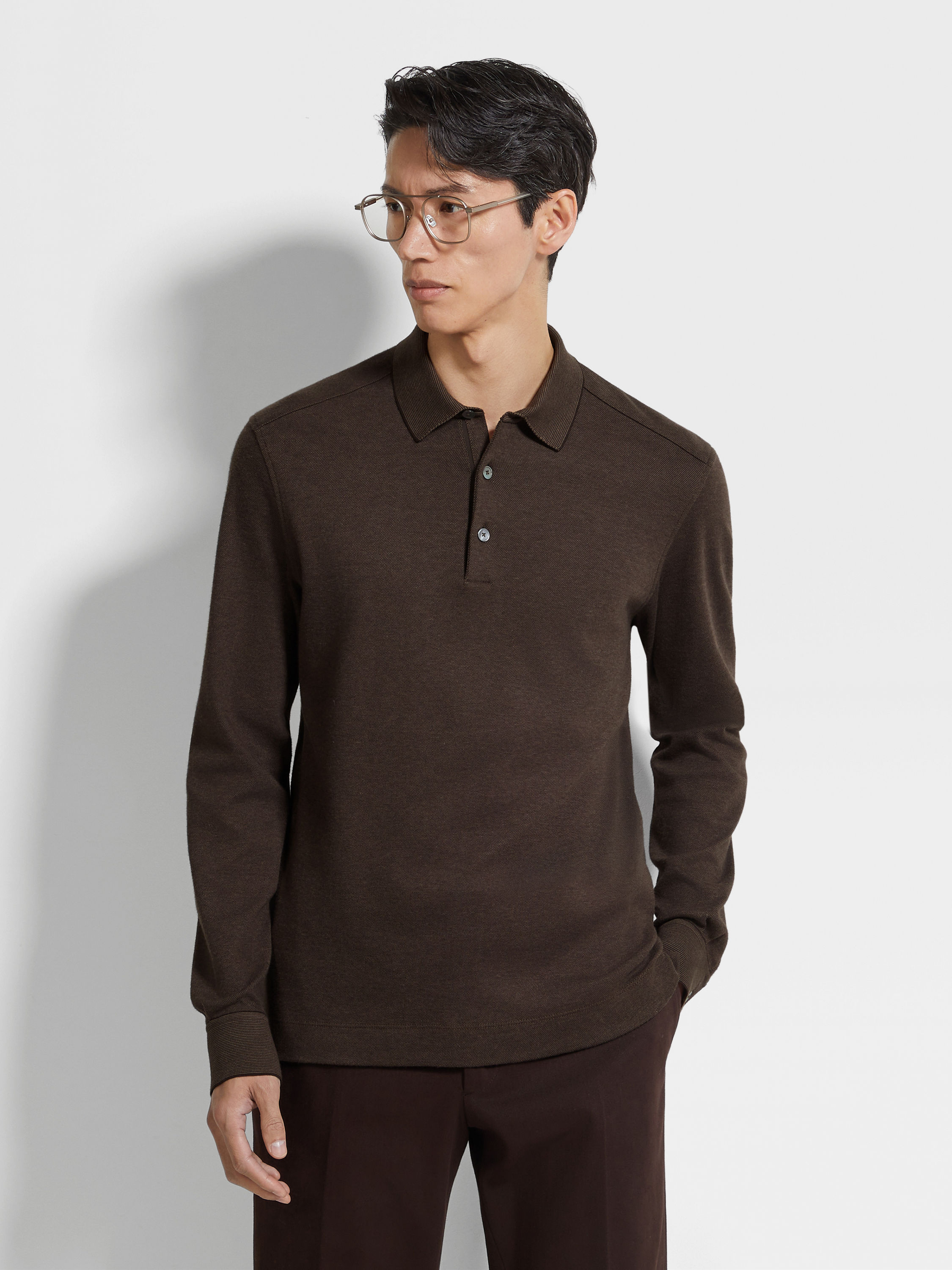 Brown Cotton Polo Shirt Product detail photo #2