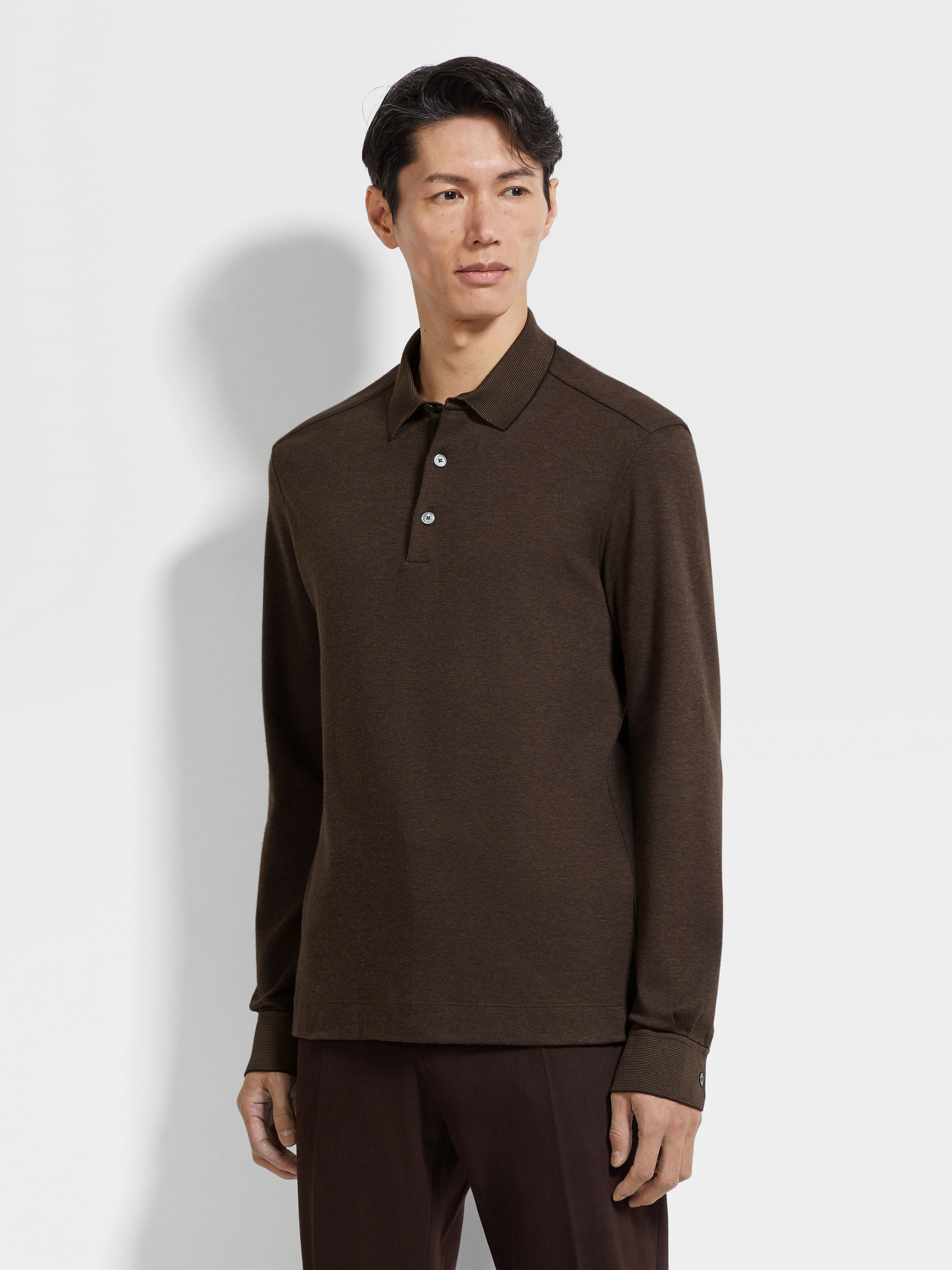Brown Cotton Polo Shirt Product detail photo #3