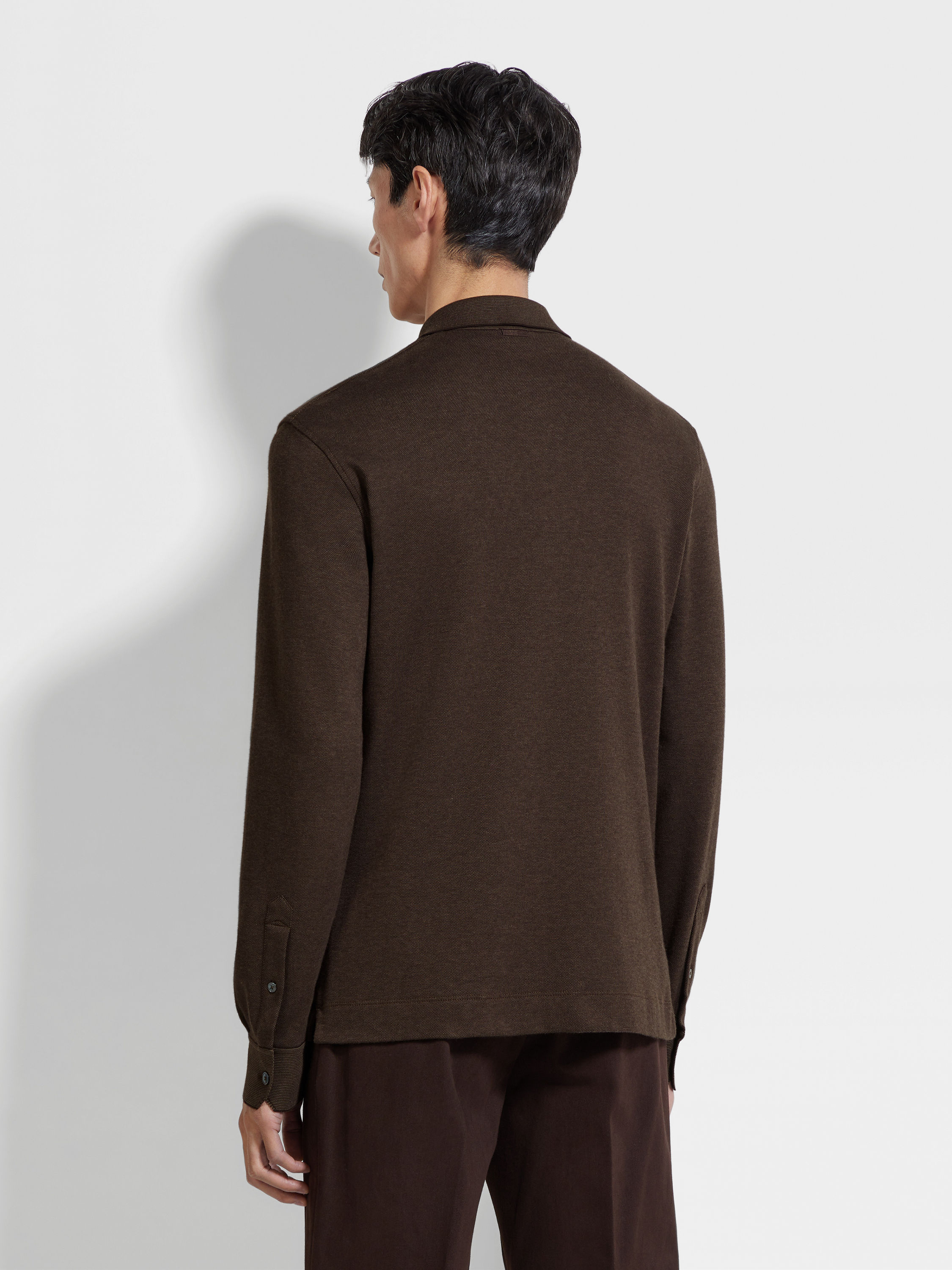 Brown Cotton Polo Shirt Product detail photo #4