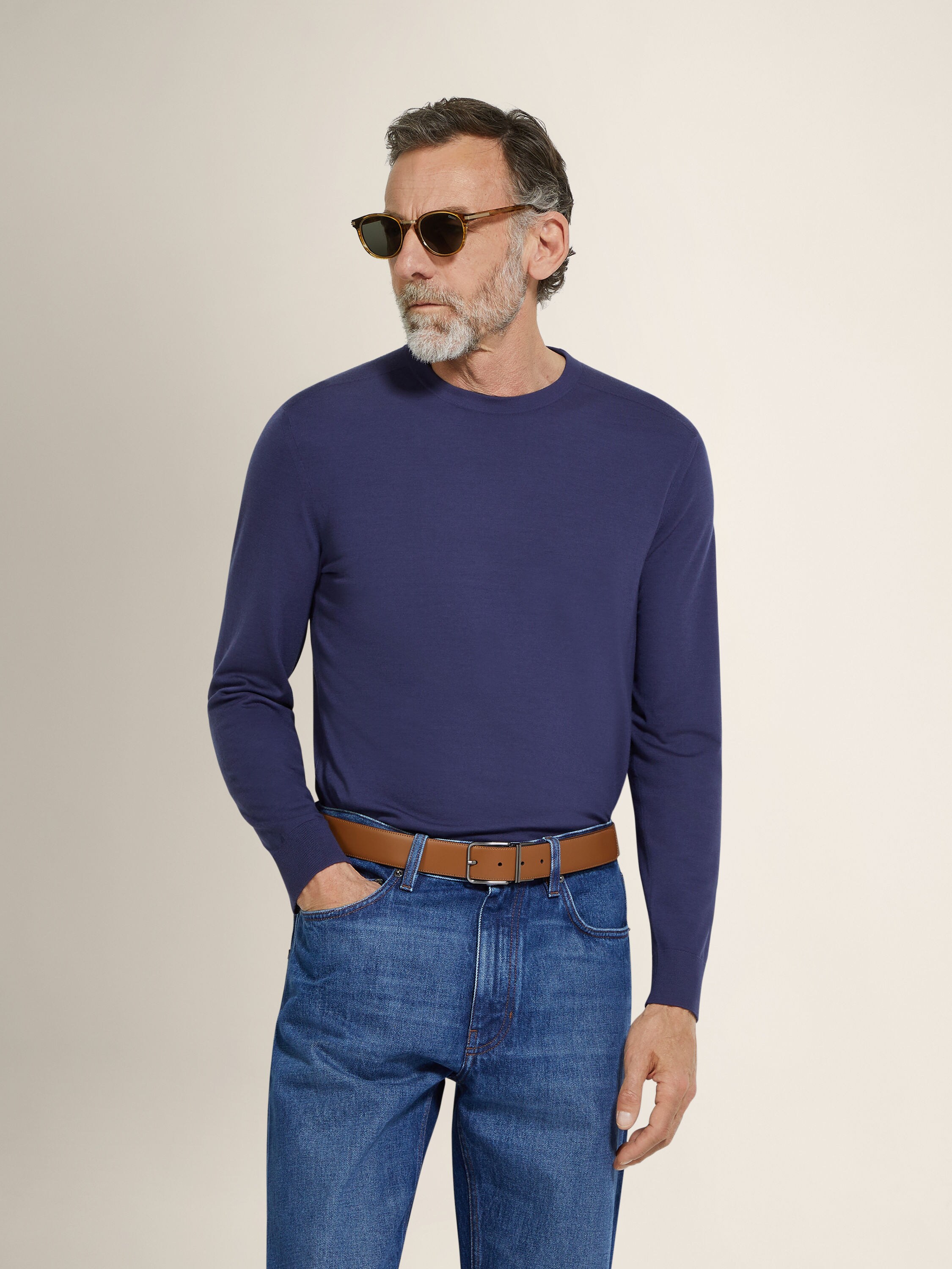 墨蓝色 Vellus Aureum 圆领针织衫 产品细节图 #2