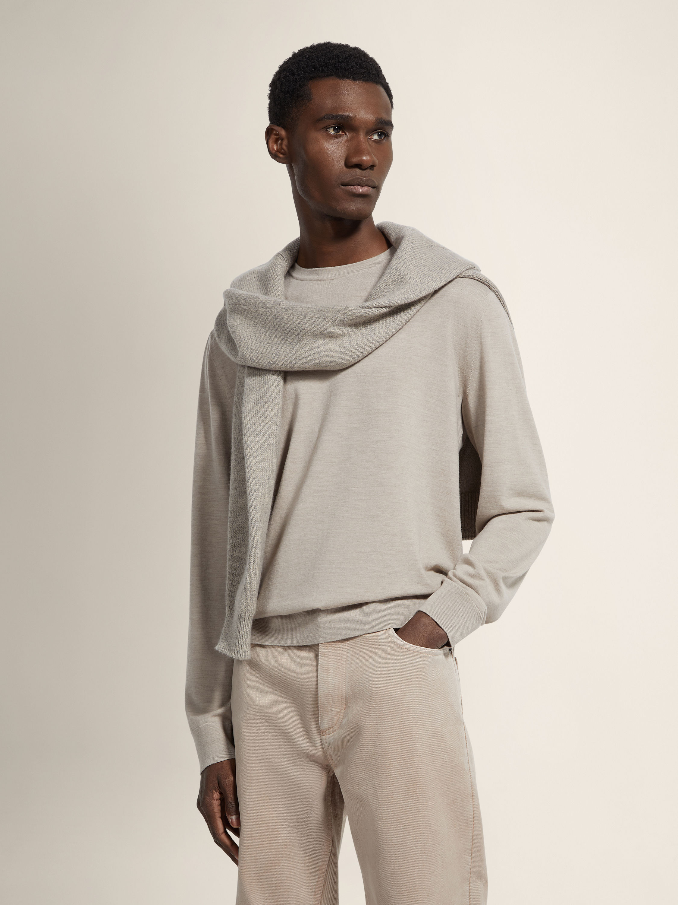 浅灰褐色 Vellus Aureum 圆领针织衫 产品细节图 #2